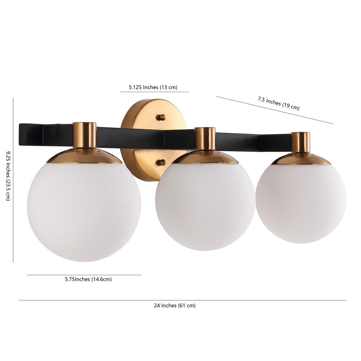 Cecil Globe Metal/Frosted Glass Modern Contemporary LED Vanity, by JONATHAN Y