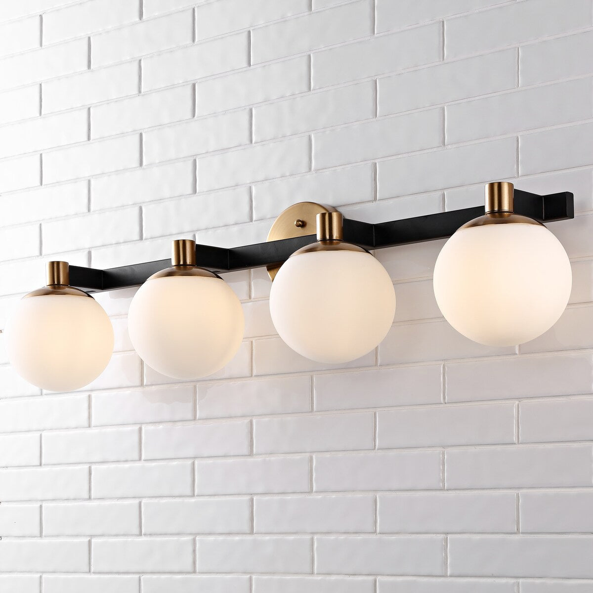 Cecil Globe Metal/Frosted Glass Modern Contemporary LED Vanity, by JONATHAN Y