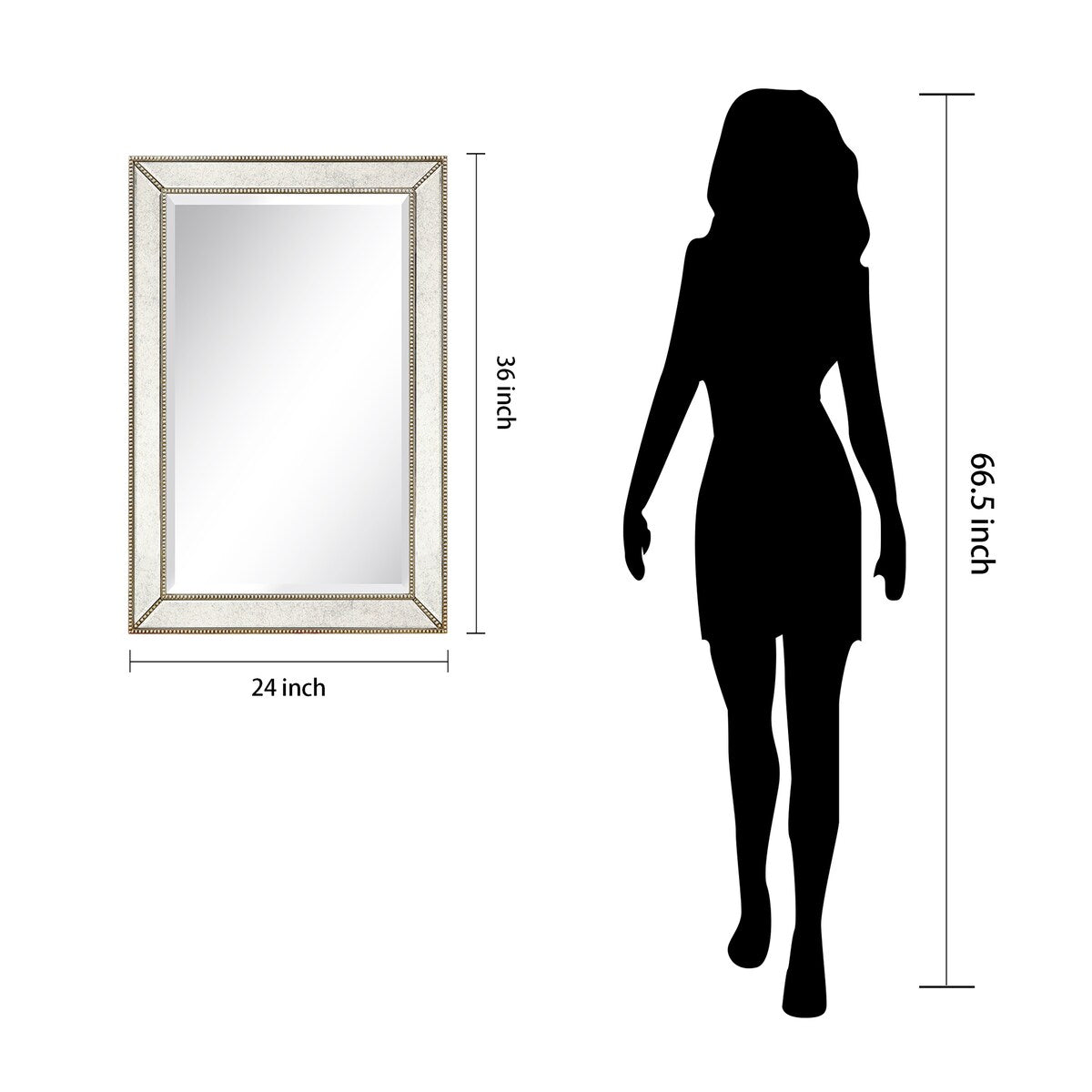 Champagne Bead Beveled Rectangular Wall Mirror - Clear