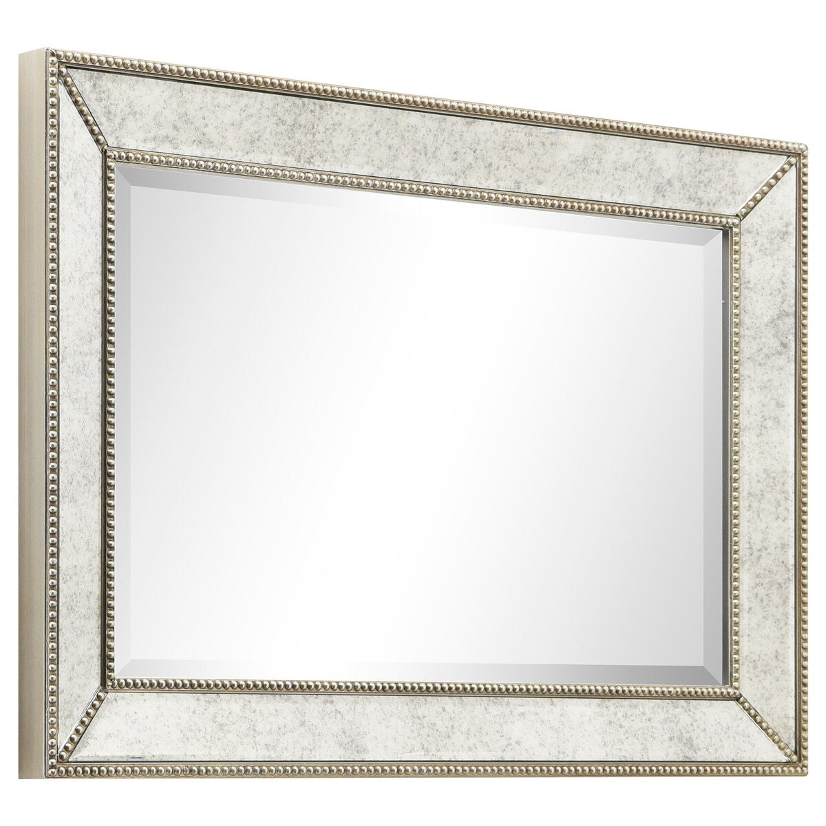 Champagne Bead Beveled Rectangular Wall Mirror - Clear