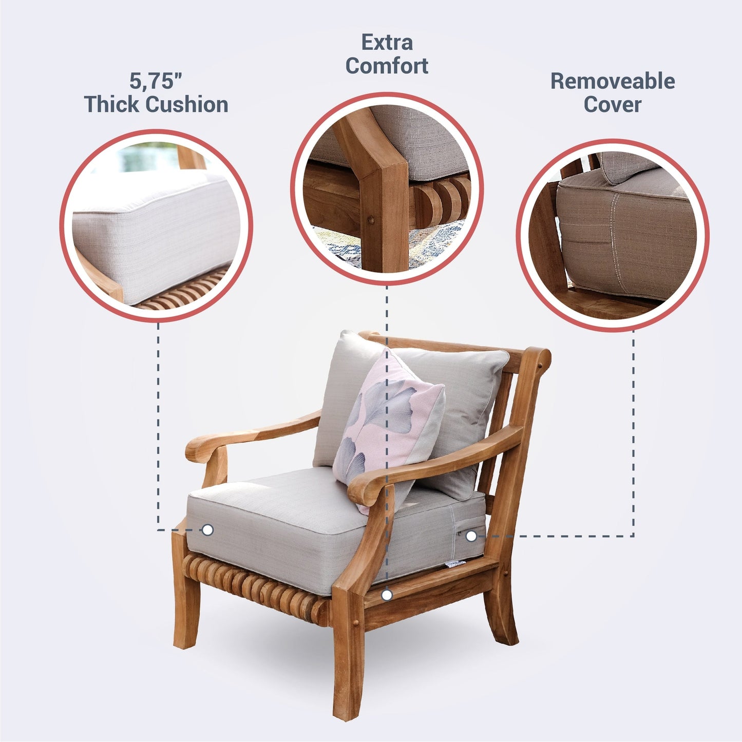 Cambridge Casual Chara 4-piece Teak Patio Conversation Set