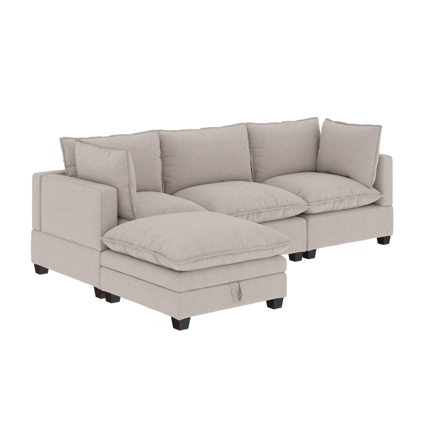 Chelsea Modern Cloud Modular Upholstered Sofa with Deep Seat and Plush Cushions