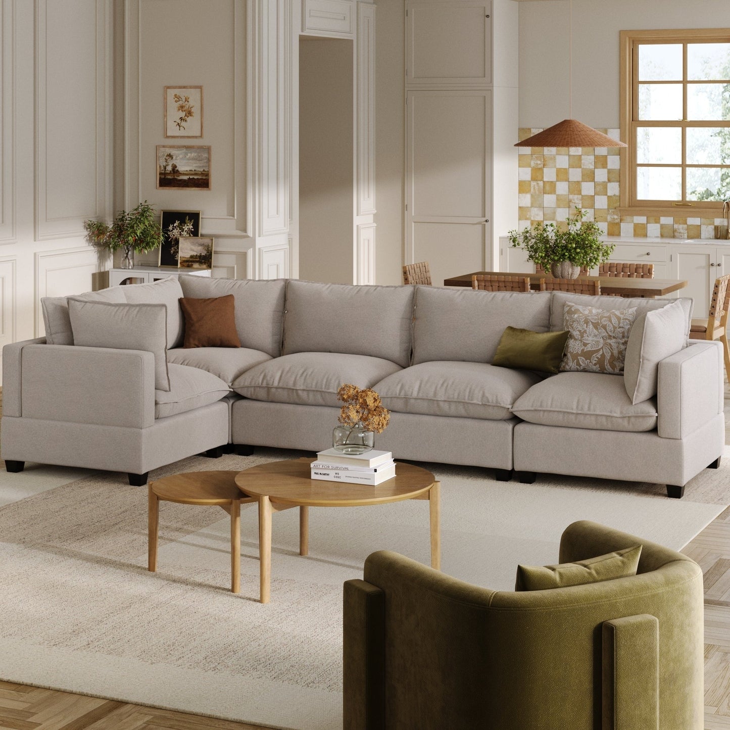 Chelsea Modern Cloud Modular Upholstered Sofa with Deep Seat and Plush Cushions