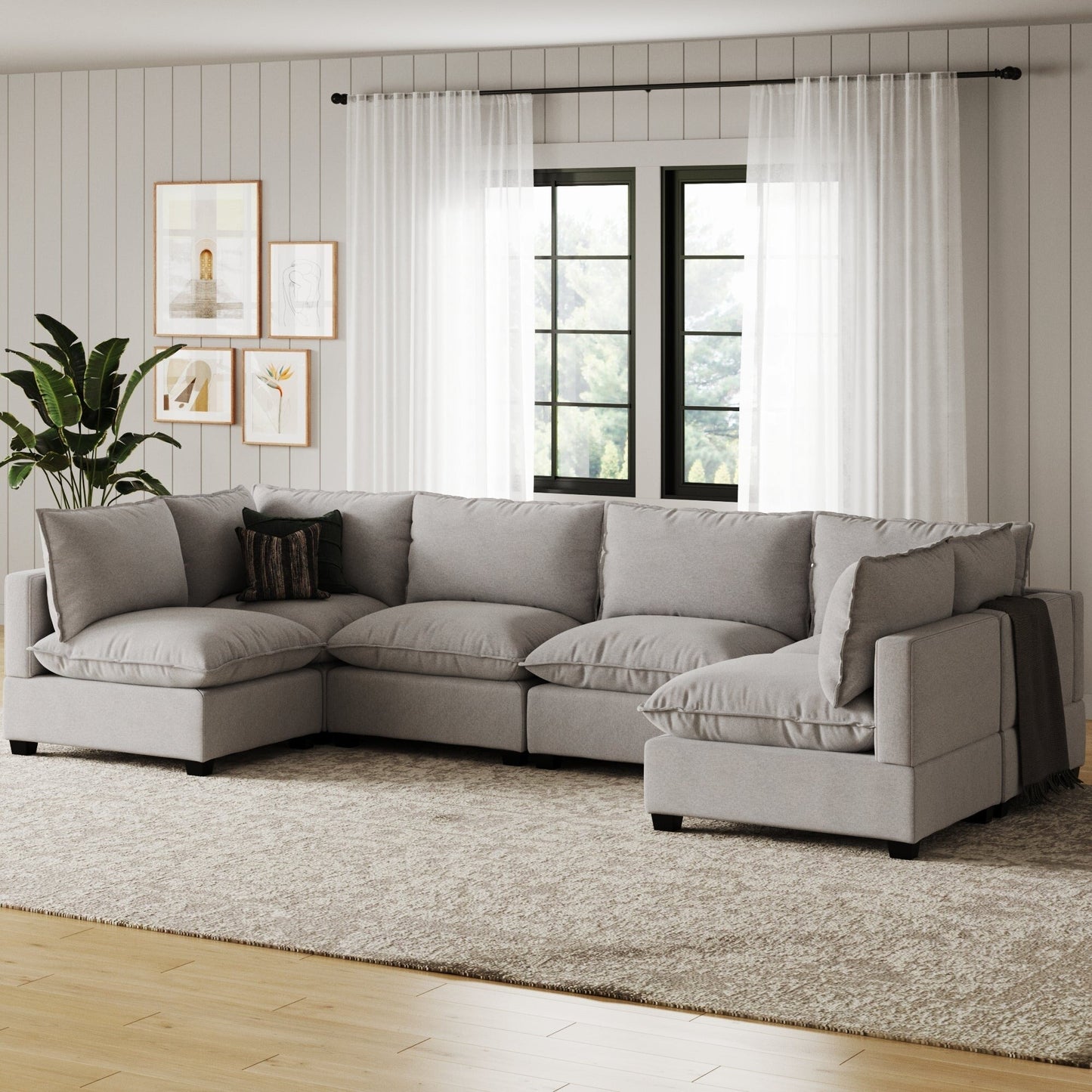 Chelsea Modern Cloud Modular Upholstered Sofa with Deep Seat and Plush Cushions