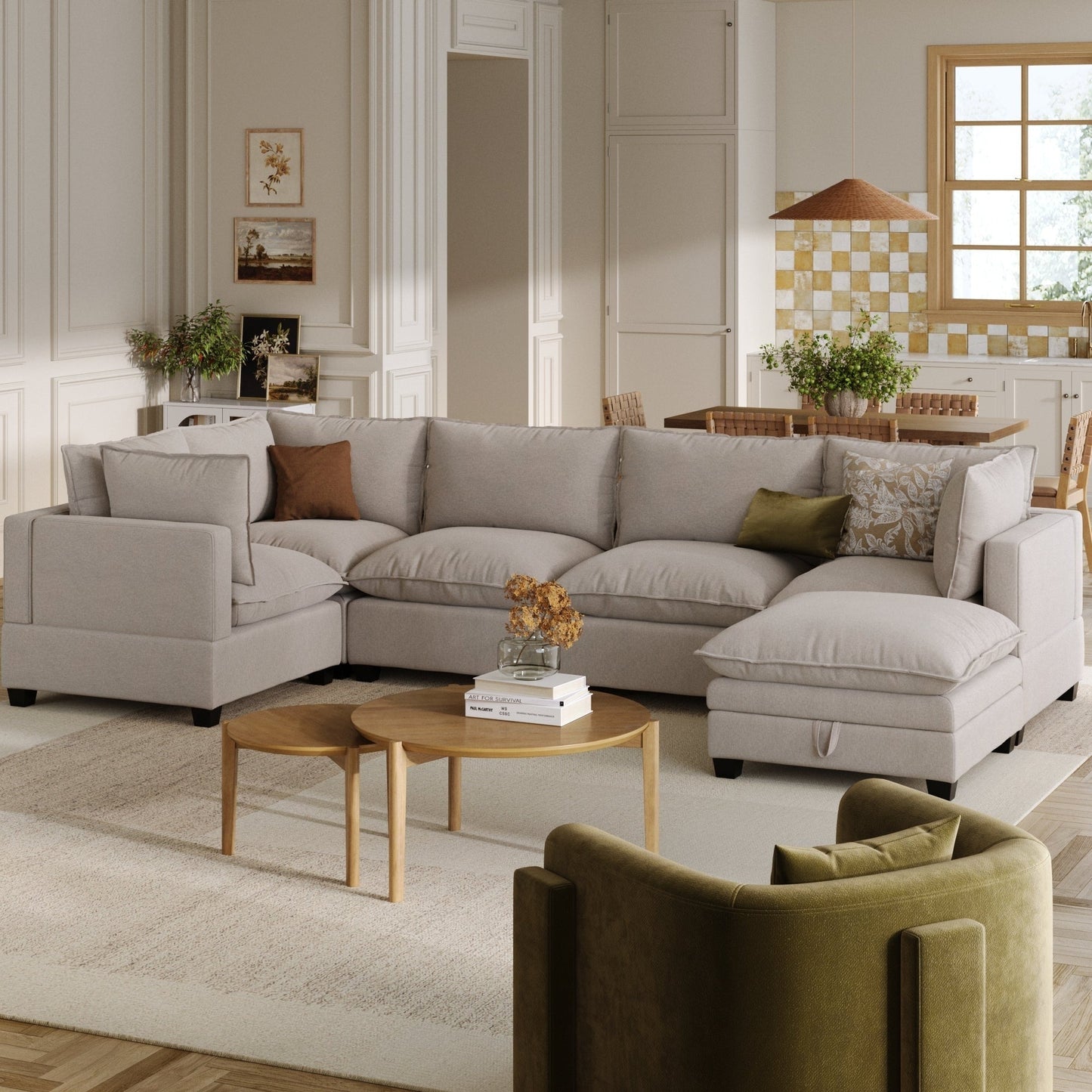 Chelsea Modern Cloud Modular Upholstered Sofa with Deep Seat and Plush Cushions