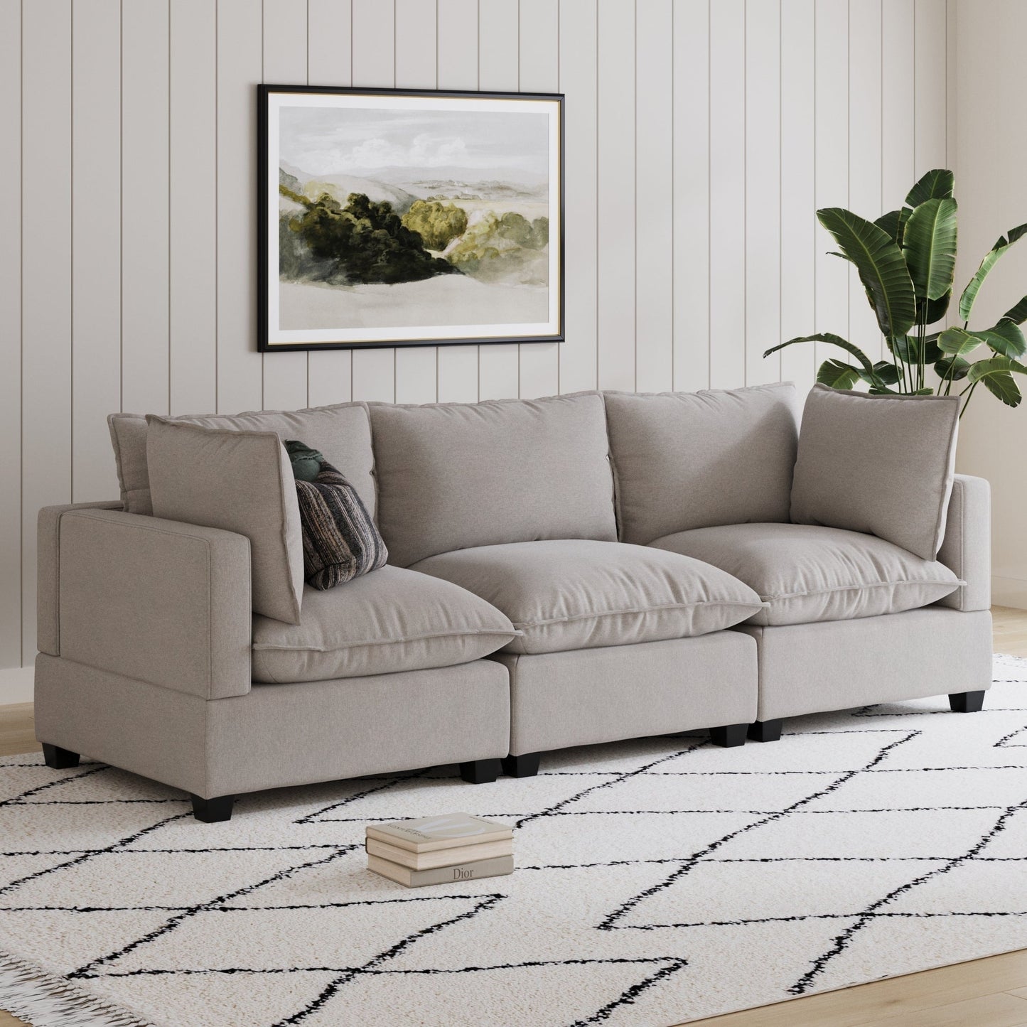 Chelsea Modern Cloud Modular Upholstered Sofa with Deep Seat and Plush Cushions
