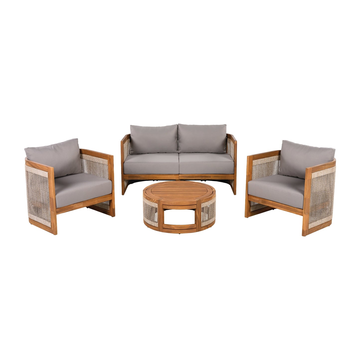Christopher Knight Home- Sophia 4-piece Acacia Wood Outdoor Conversation Set