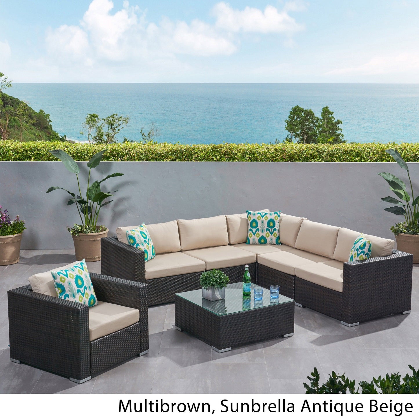 Christopher Knight Home Santa Rosa Outdoor 7-piece Wicker Seating Sectional Set
