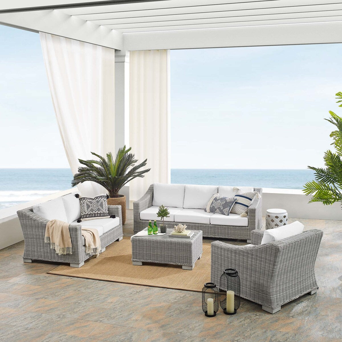 Conway Sunbrella? Outdoor Patio Wicker Rattan 4-Piece Furniture Set