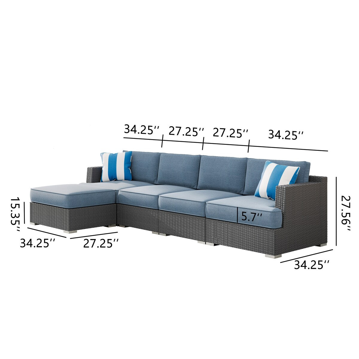 Corvus Ancud 5-piece Wicker Patio Conversation Set with Sunbrella Cushion & Sunbrella Pillows