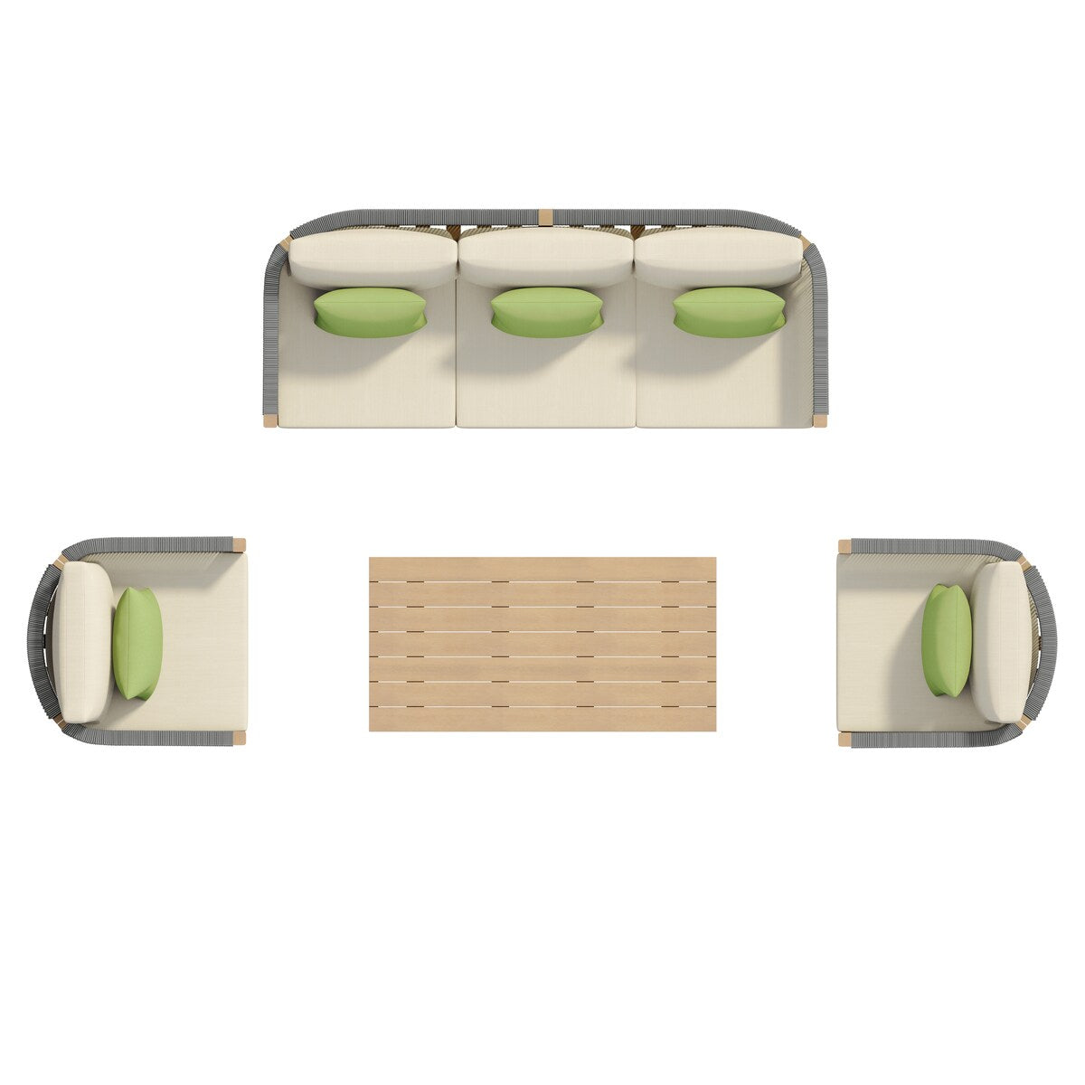 Corvus Iona 4-piece Patio Eucalyptus Wood and Rope Sofa Seating Set with Sunbrella Fabric