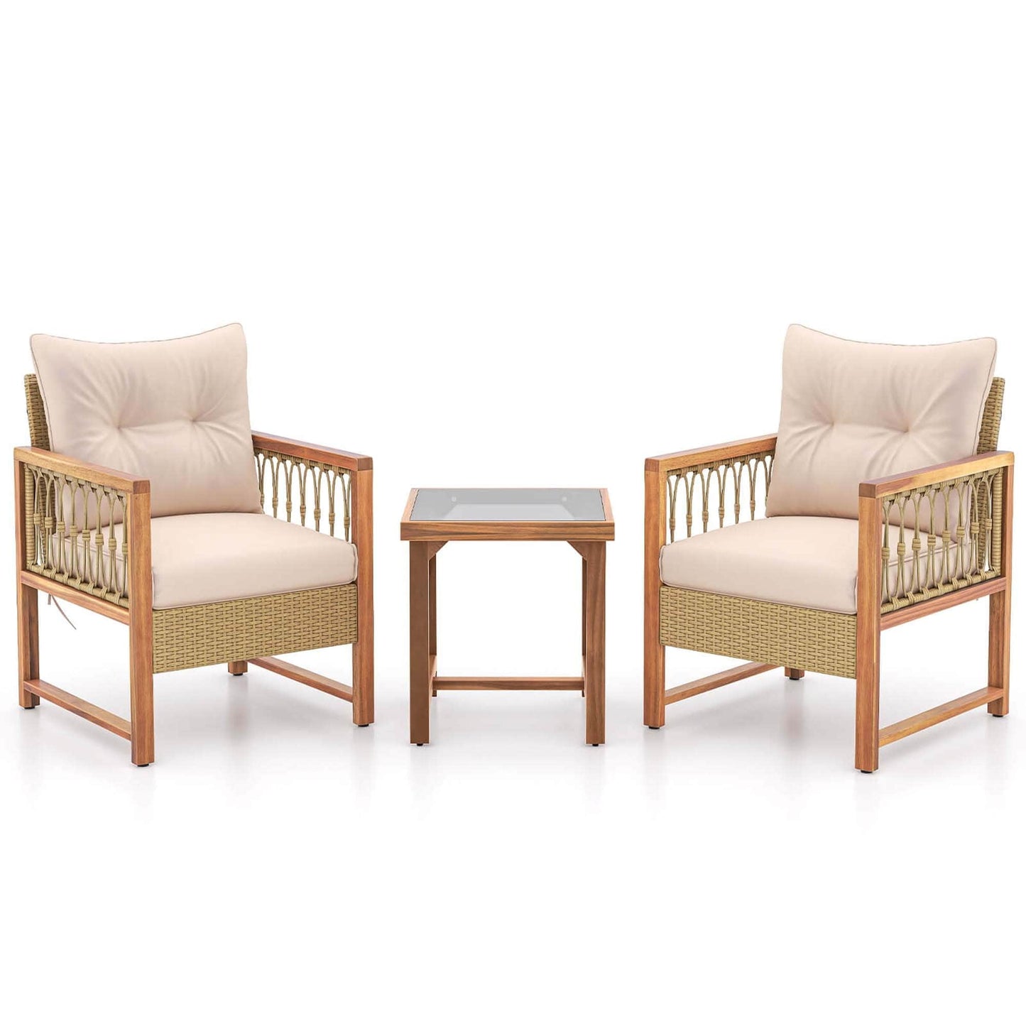 Costway 3 PCS Patio Furniture Set Outdoor PE Wicker Conversation - See Details