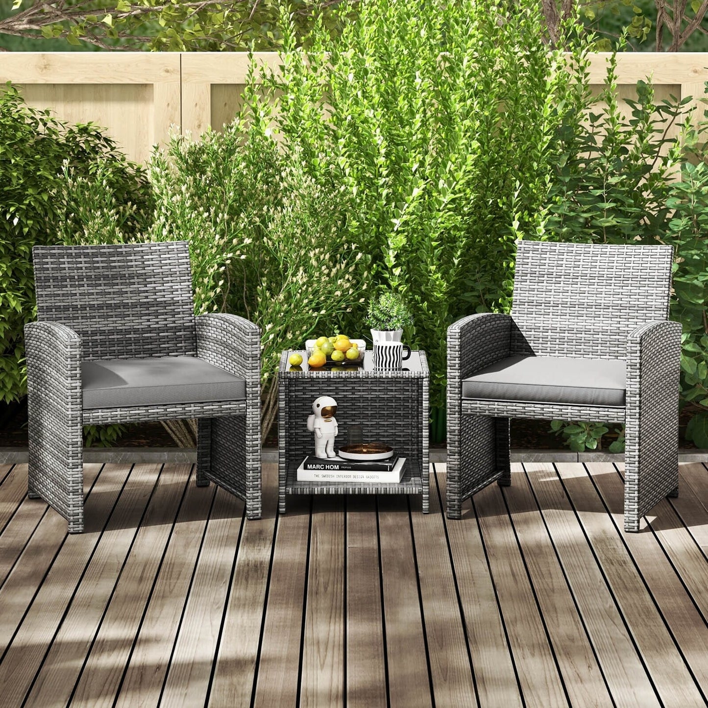 Costway 3 PCS Patio Furniture Set with Tempered Glass Coffee Table & - See Details