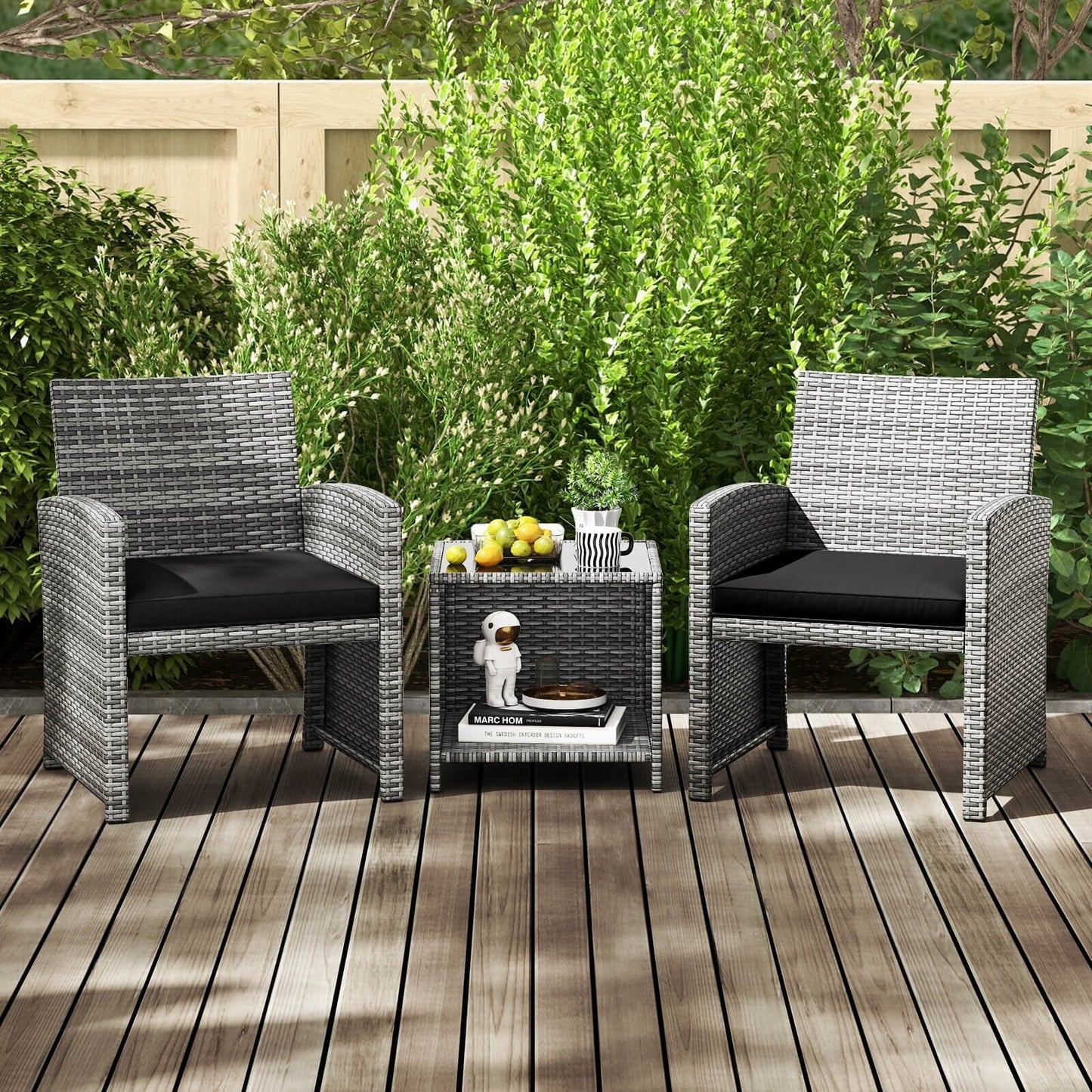 Costway 3 PCS Patio Furniture Set with Tempered Glass Coffee Table & - See Details