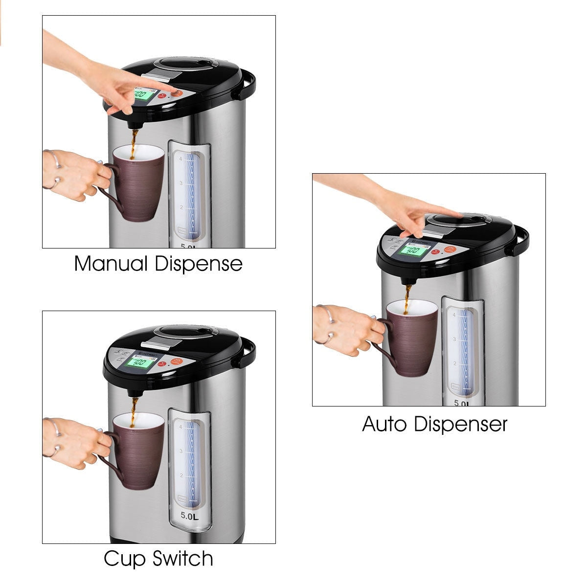 Costway 5-Liter LCD Water Boiler and Warmer Electric Hot Pot Kettle - 9''X12''X16''