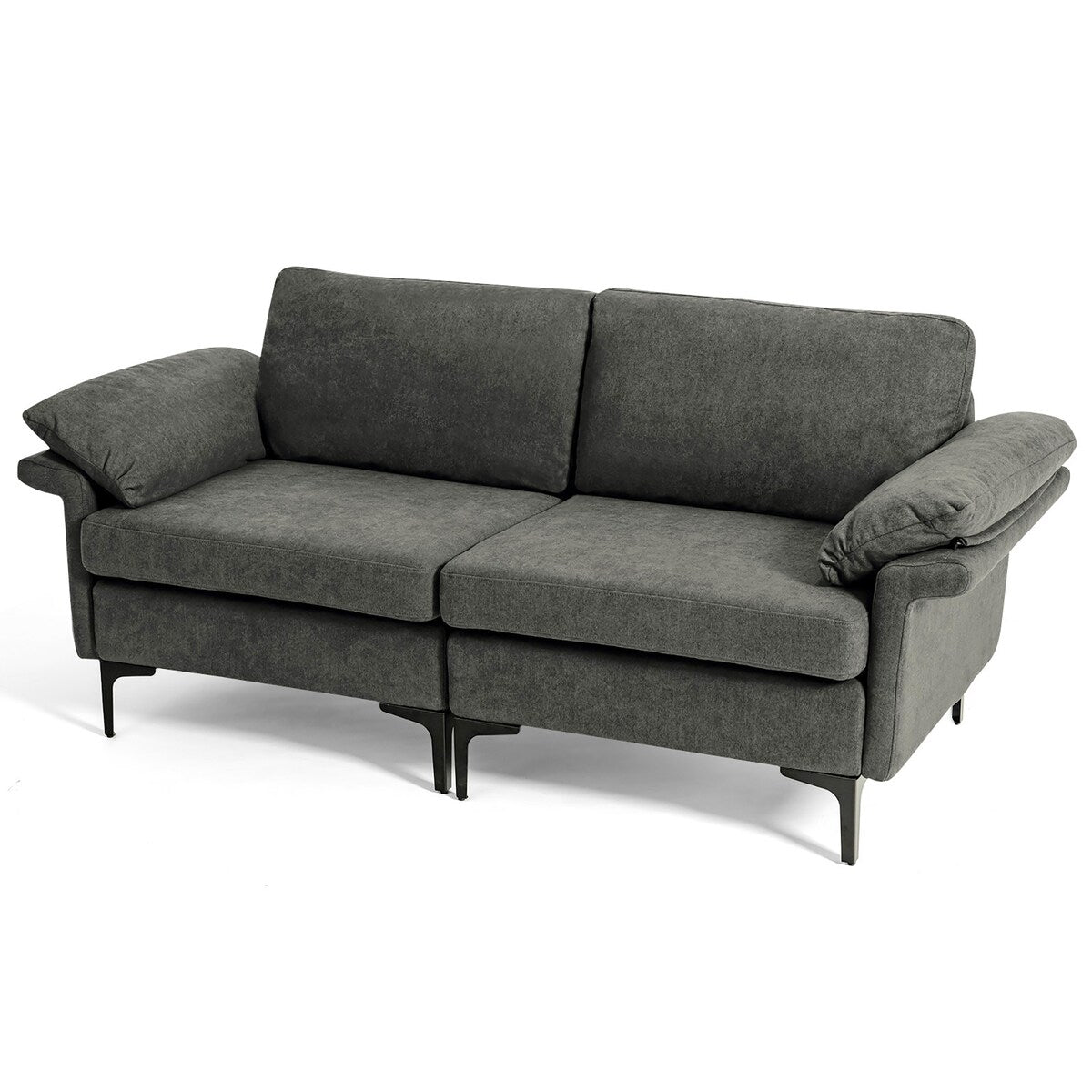 Costway Modern Loveseat Fabric 2-Seat Sofa Couch for Small Space w/ - See Details