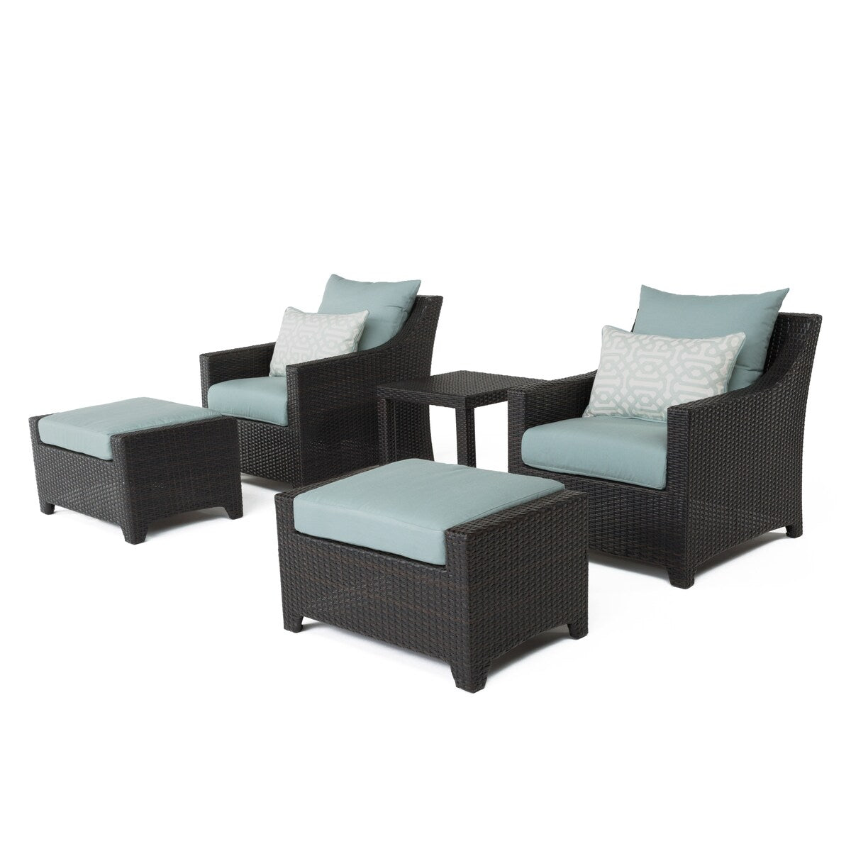 Deco 5 Piece Sunbrella Outdoor Patio Club Chair & Ottoman Set