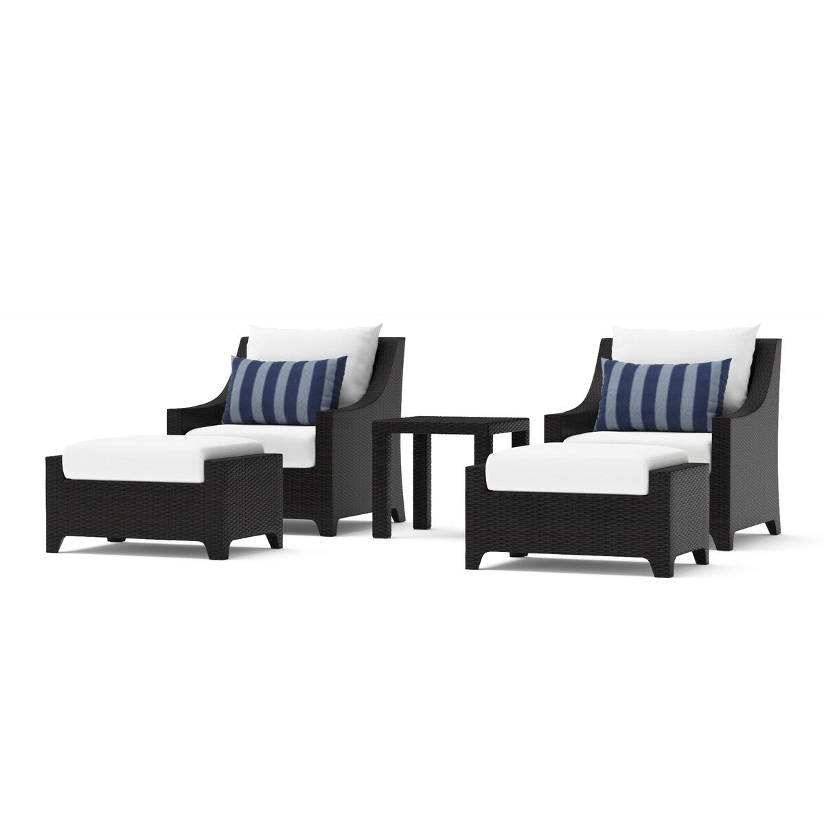 Deco 5 Piece Sunbrella Outdoor Patio Club Chair & Ottoman Set