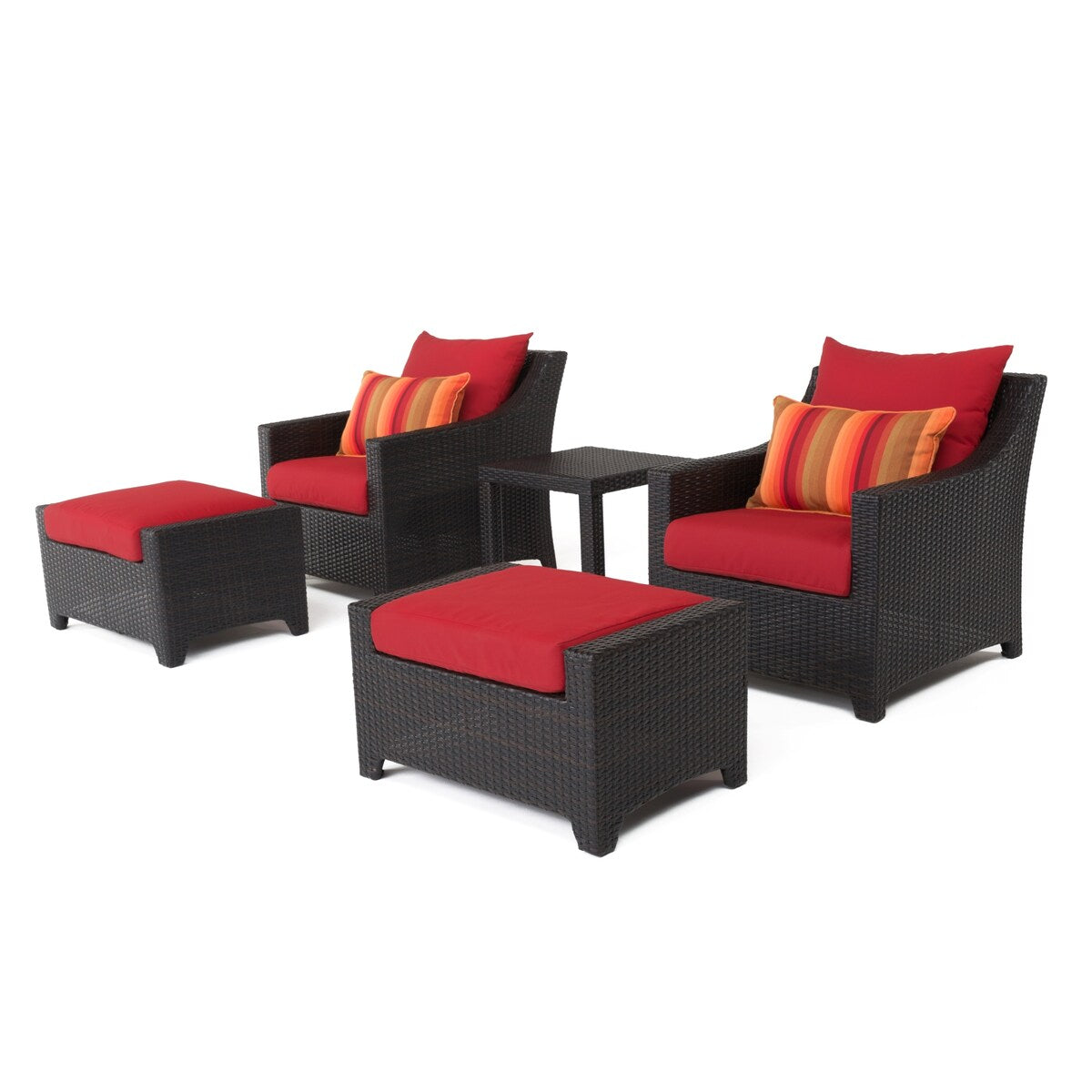 Deco 5 Piece Sunbrella Outdoor Patio Club Chair & Ottoman Set