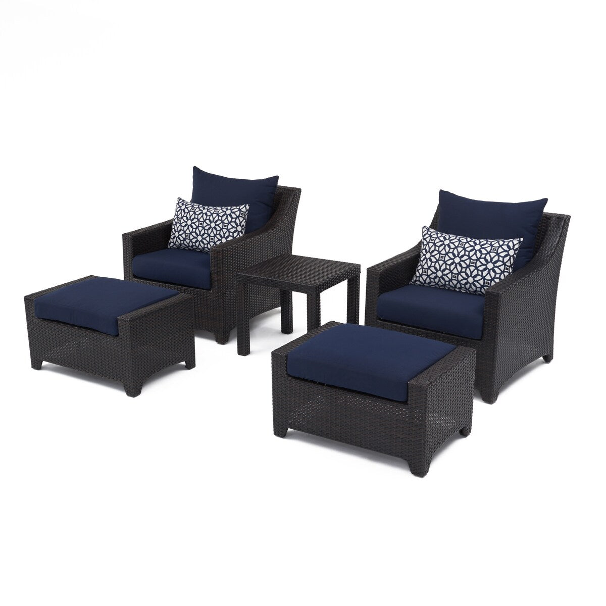 Deco 5 Piece Sunbrella Outdoor Patio Club Chair & Ottoman Set