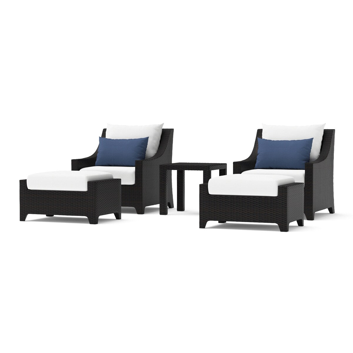 Deco 5 Piece Sunbrella Outdoor Patio Club Chair & Ottoman Set