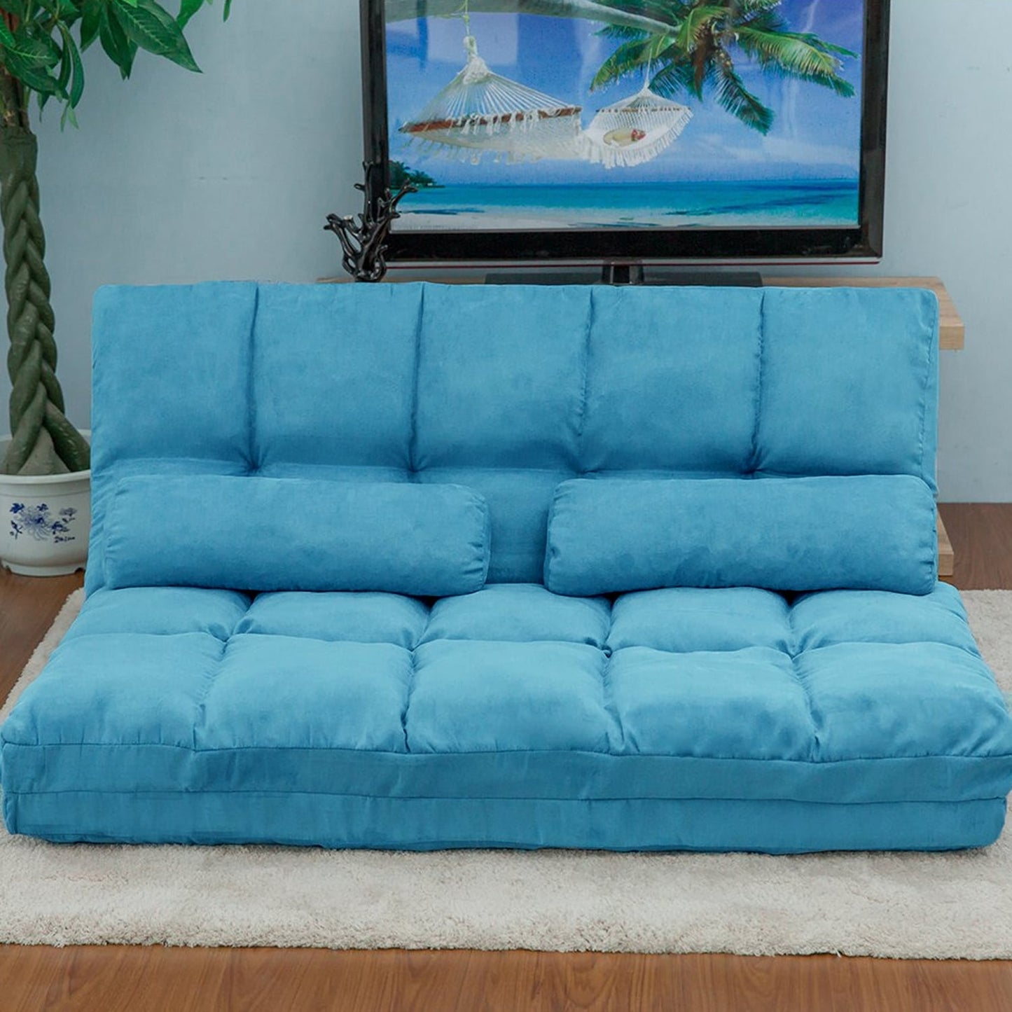 Chaise Lounge Sofa Floor Couch with Two Pillows