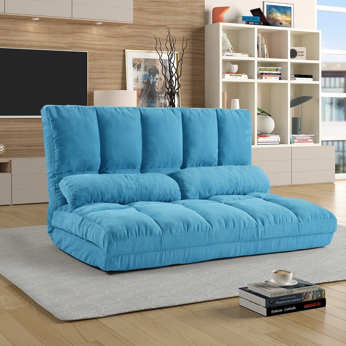 Chaise Lounge Sofa Floor Couch with Two Pillows