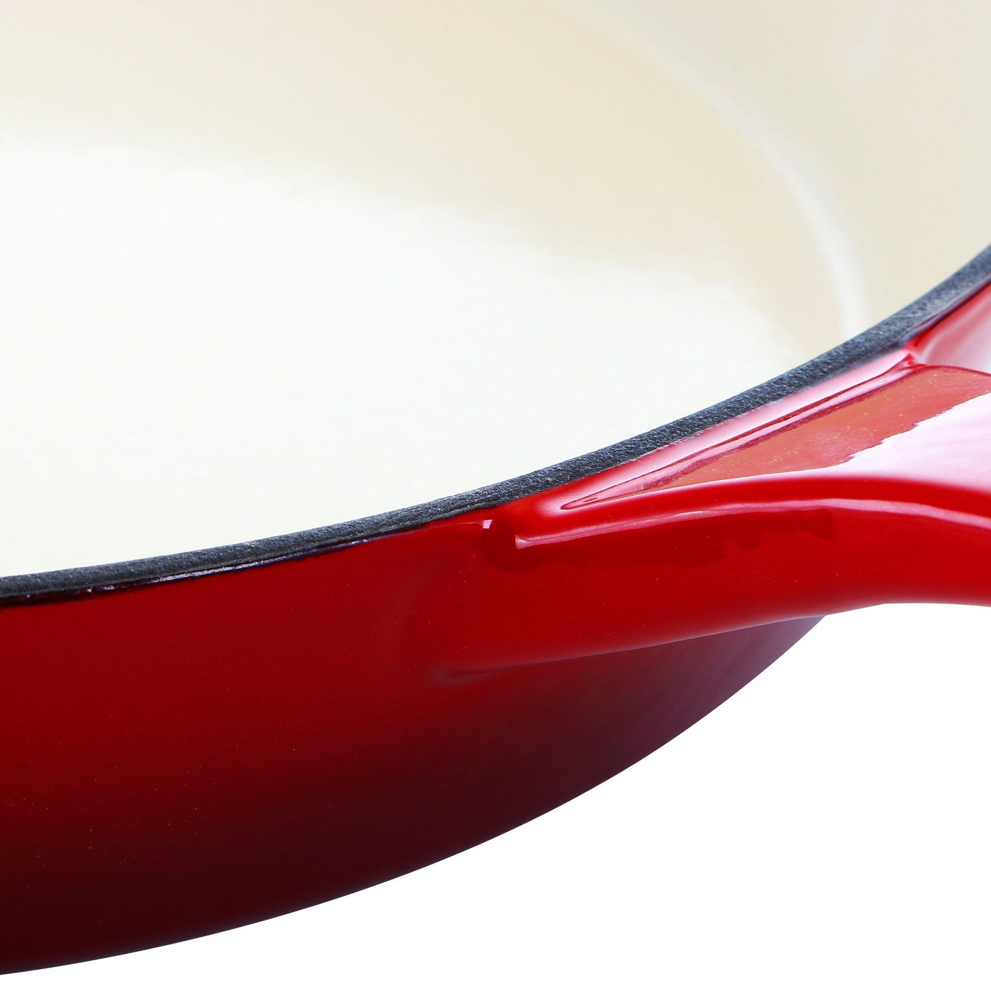 Dual Handle Firey Red 12 Inch Enameled Cast Iron Skillet