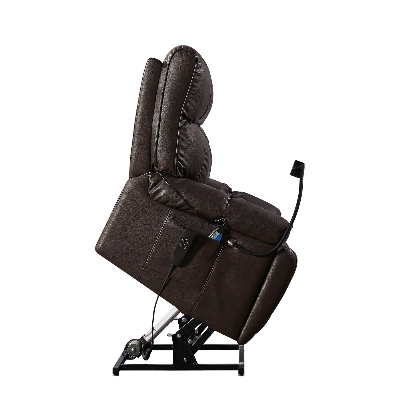 Dual Motor Power Lift Recliner Chair with Massage, Heated Lumbar, Side Pockets, Adjustable Phone Holder and Cup Holders