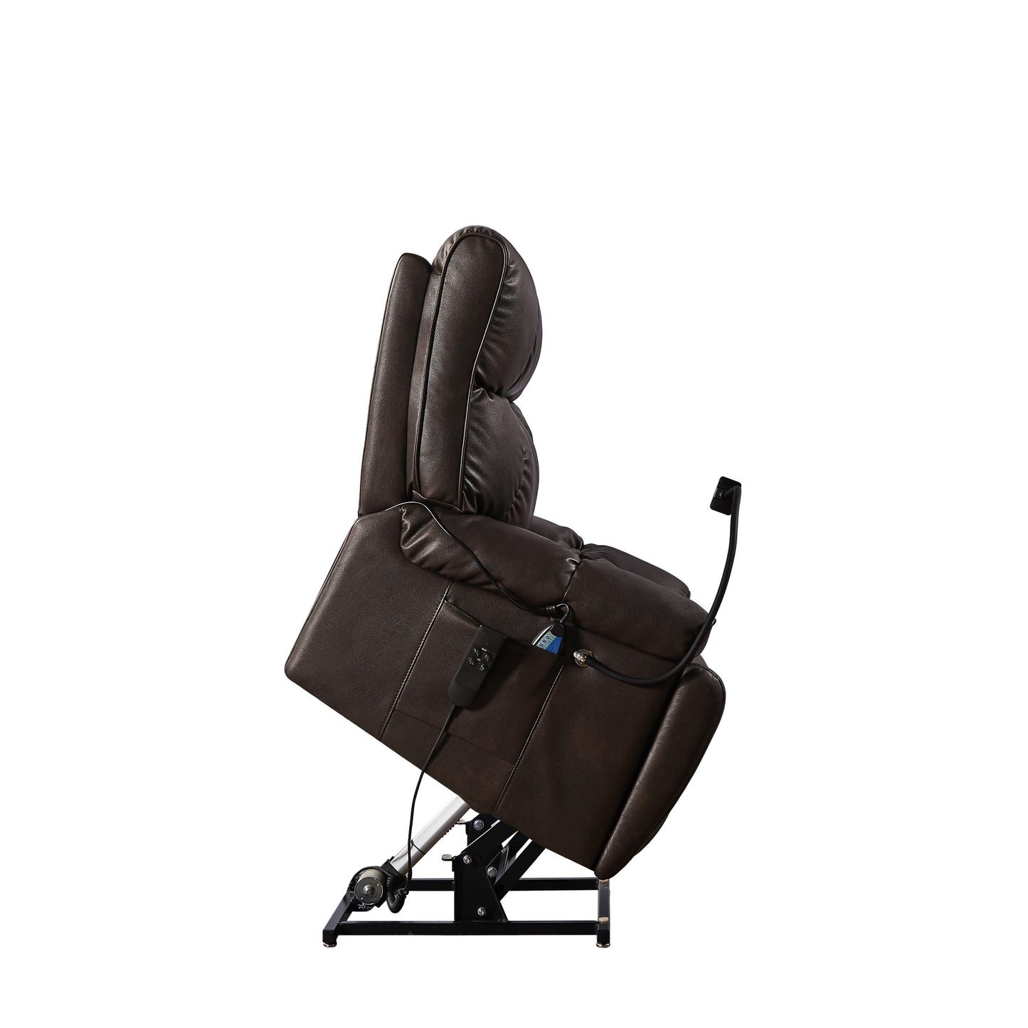 Dual Motor Power Lift Recliner Chair with Massage, Heated Lumbar, Side Pockets, Adjustable Phone Holder and Cup Holders