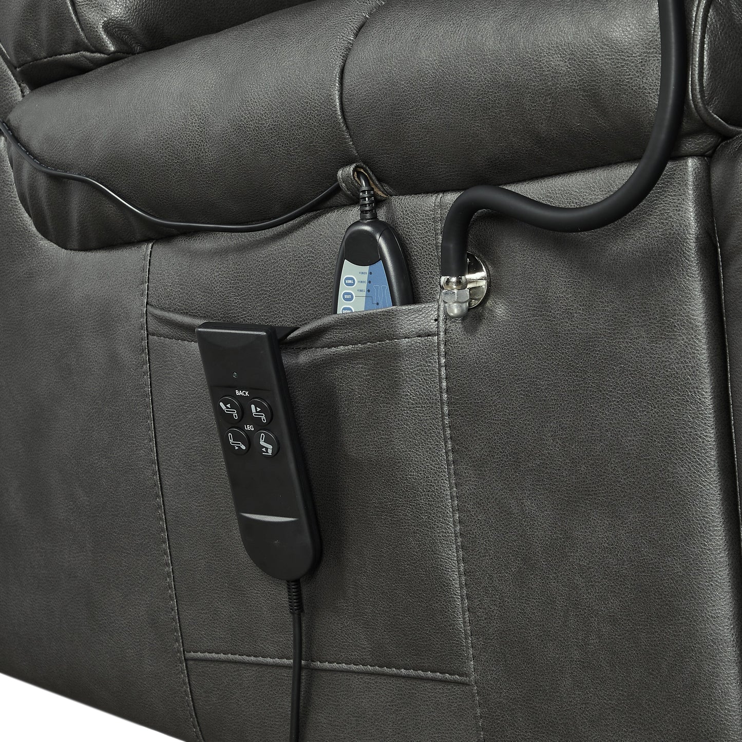 Dual Motor Power Lift Recliner Chair with Massage, Heated Lumbar, Side Pockets, Adjustable Phone Holder and Cup Holders