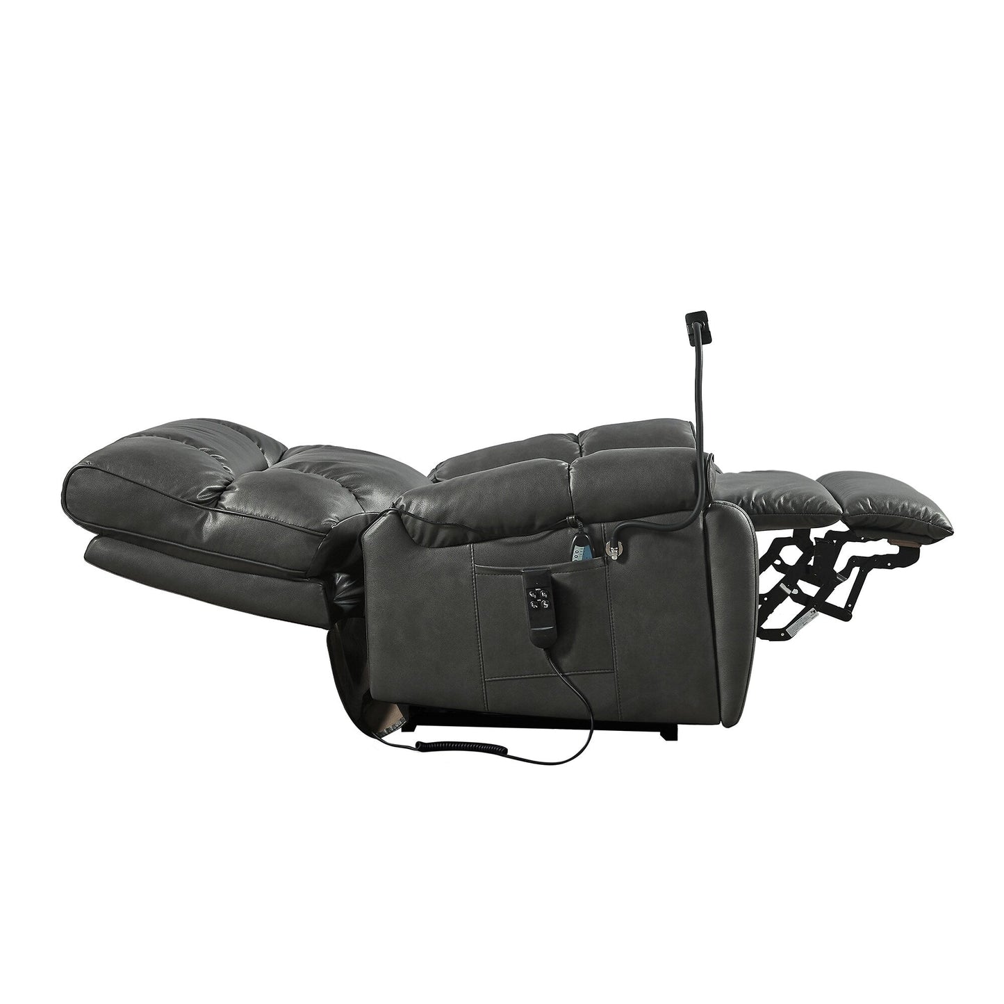 Dual Motor Power Lift Recliner Chair with Massage, Heated Lumbar, Side Pockets, Adjustable Phone Holder and Cup Holders