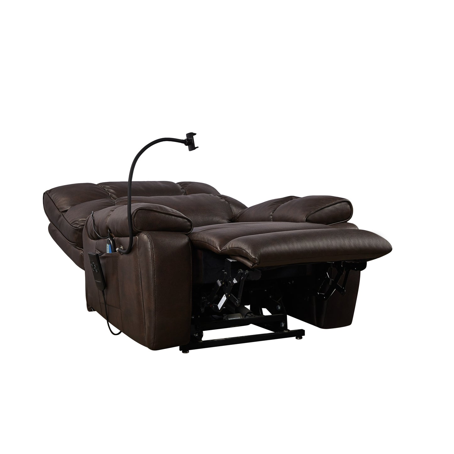 Dual Motor Power Lift Recliner Chair with Massage, Heated Lumbar, Side Pockets, Adjustable Phone Holder and Cup Holders