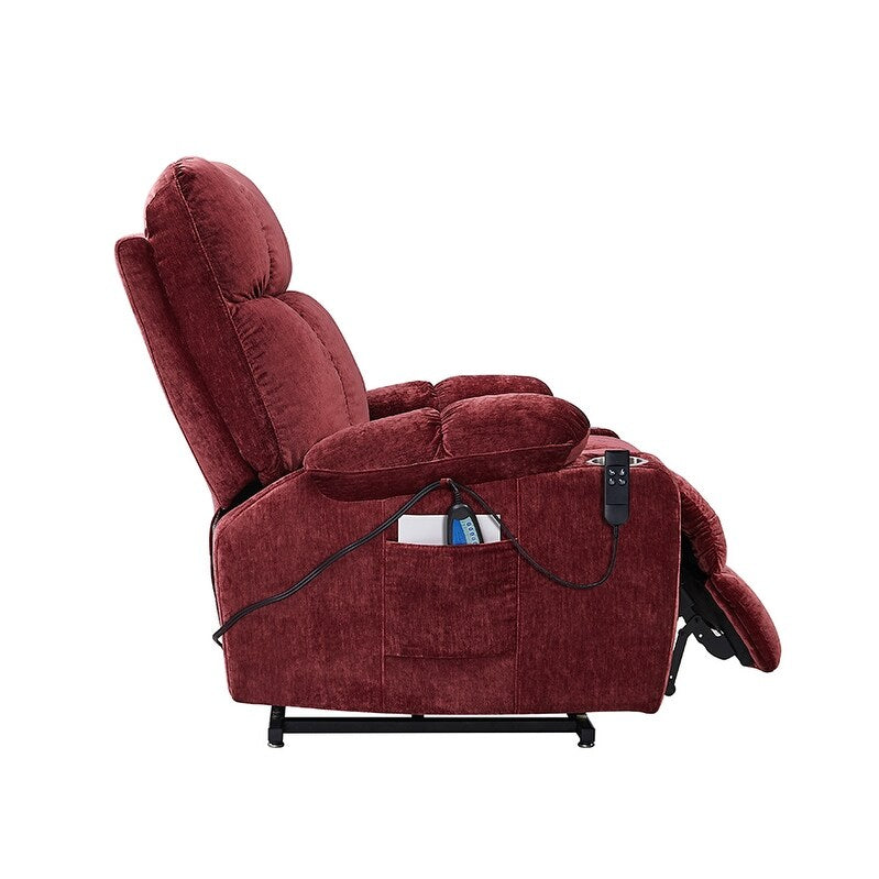 Dual OKIN Motor Power Lift Recliner Chair for Seniors with Heat & 8-Point Massage, Adjustable Backrest and Footrest
