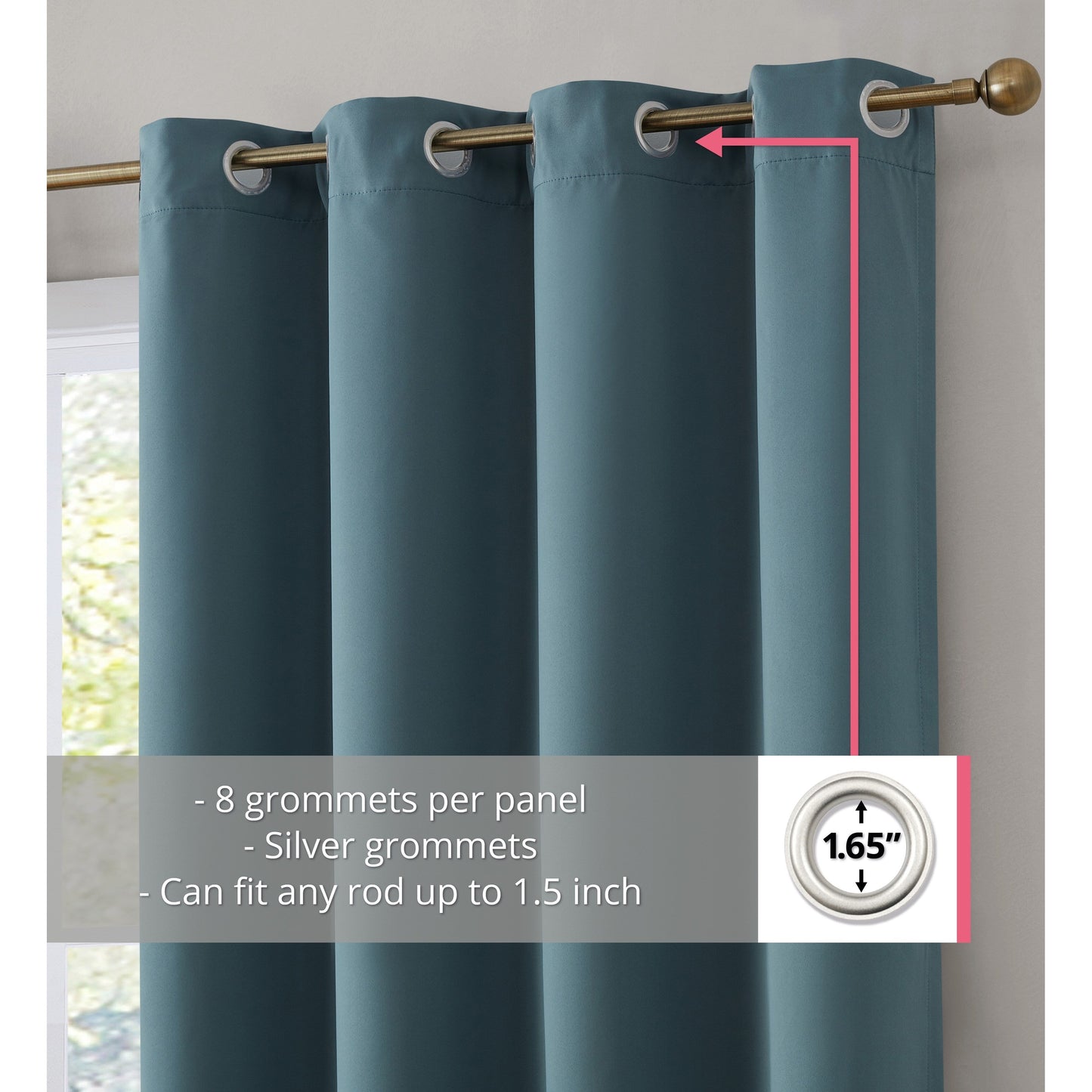Dakota Complete Blackout Drapery Heavy Thermal Insulated Efficient Window Curtain Grommet Panels, 2 Panels