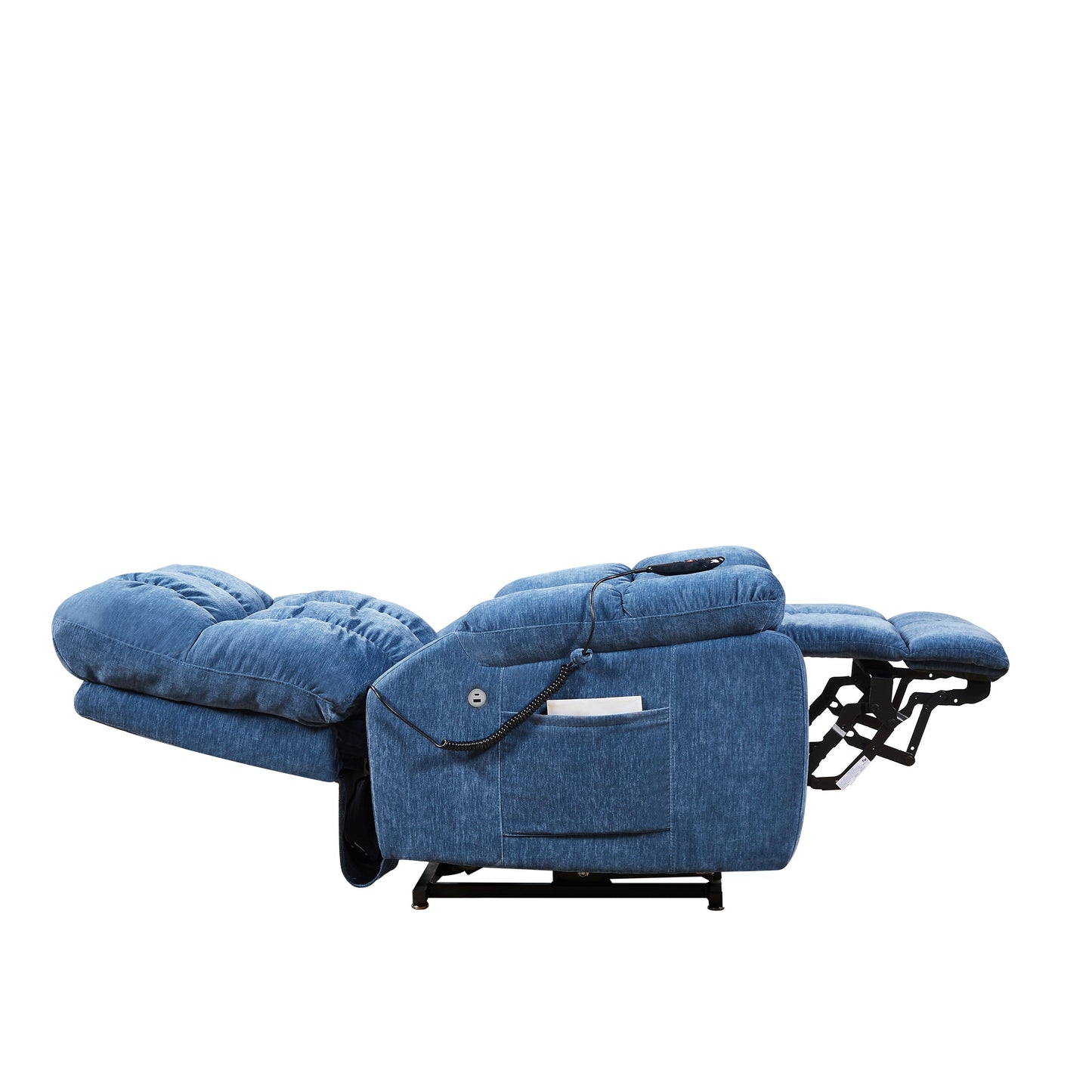 EPower Lift Recliner Chair with Dual OKIN Motors, Infinite Recline, Airbag Massage, Heating, USB Ports, 2 Side Pockets