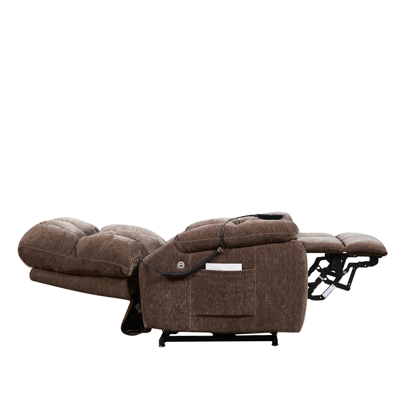 EPower Lift Recliner Chair with Dual OKIN Motors, Infinite Recline, Airbag Massage, Heating, USB Ports, 2 Side Pockets