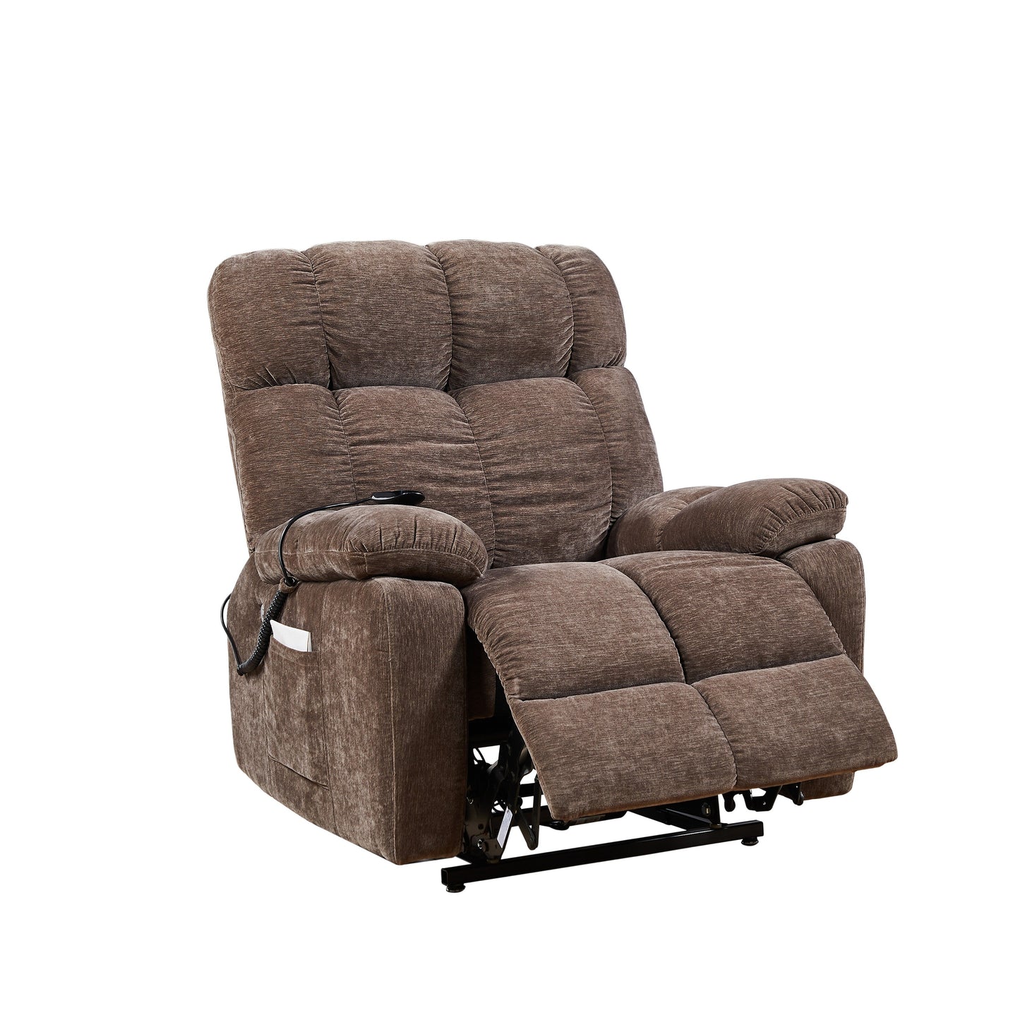 EPower Lift Recliner Chair with Dual OKIN Motors, Infinite Recline, Airbag Massage, Heating, USB Ports, 2 Side Pockets