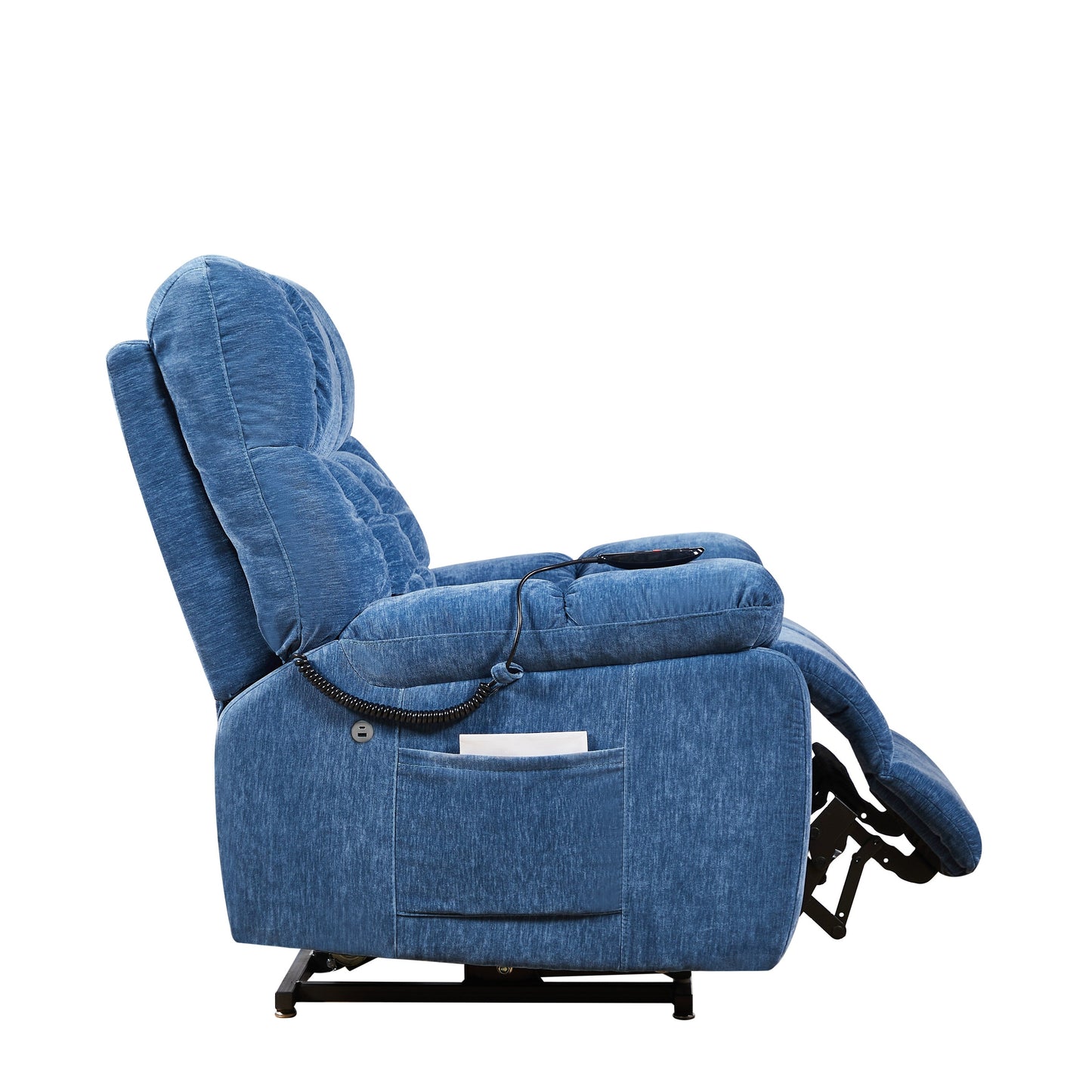 EPower Lift Recliner Chair with Dual OKIN Motors, Infinite Recline, Airbag Massage, Heating, USB Ports, 2 Side Pockets
