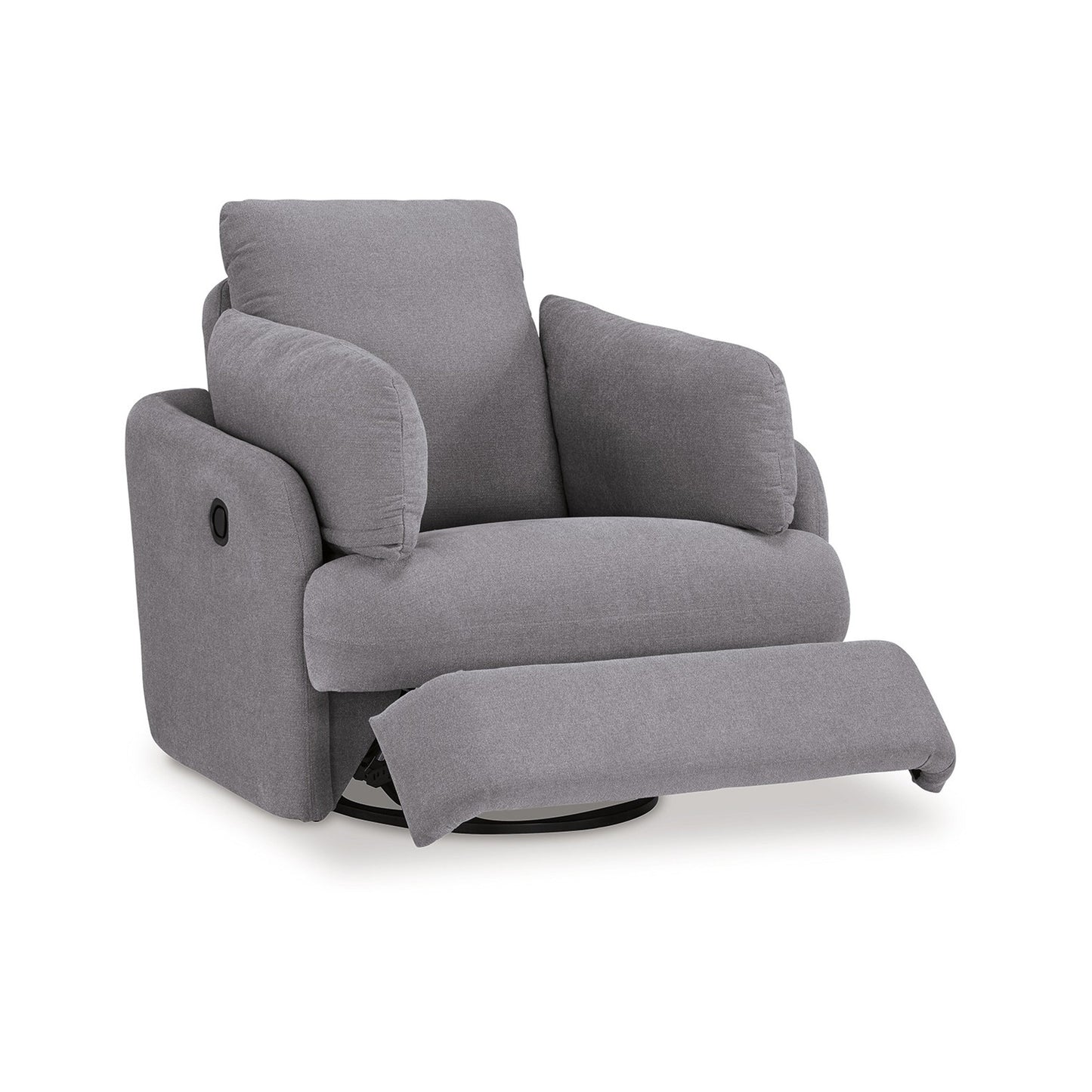 Emmett Swivel Manual Glider Recliner Chair, Gray Polyester, 2 Pillows