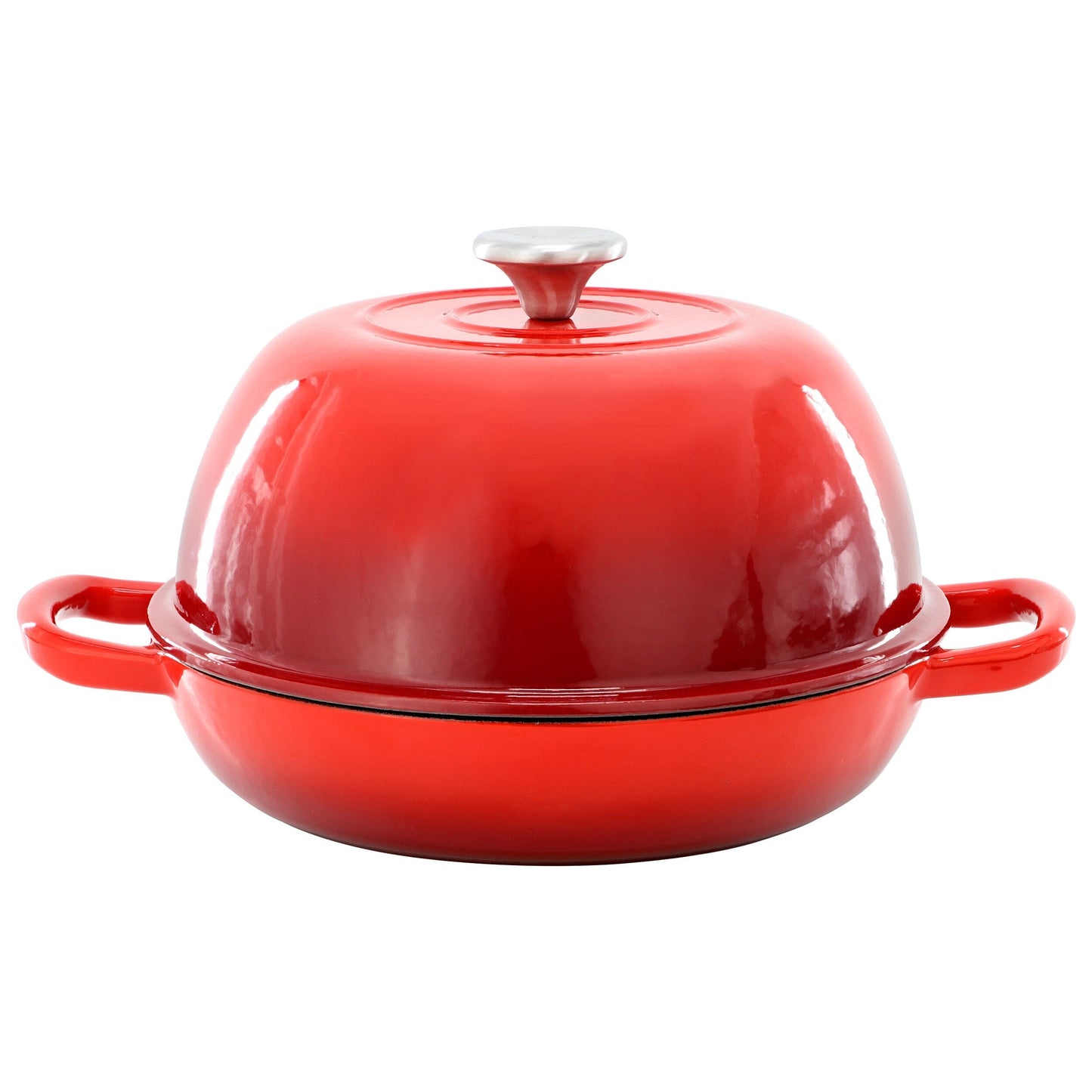 Enameled Cast Iron 6 Quart Bread Pan Includes Baking Mat in Red