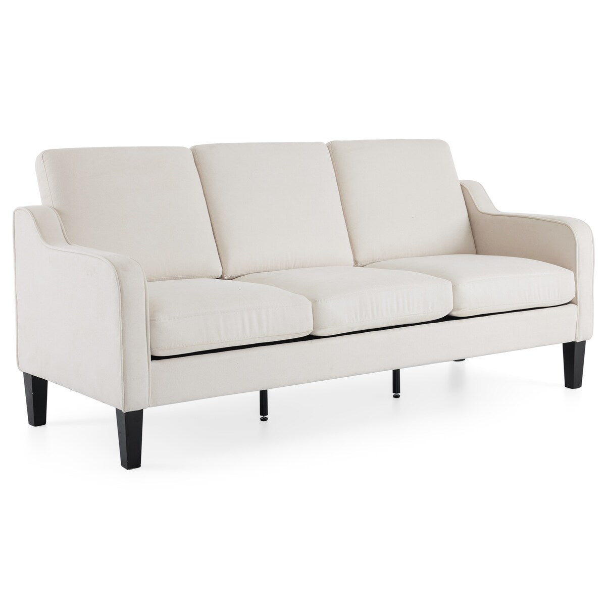 Erommy 3 Seat Sofa, 72 Sofa Couch for Living Room, Modern Fabric Couch with 4 Wood Legs, 2 Metal Support Rods for Bedroom