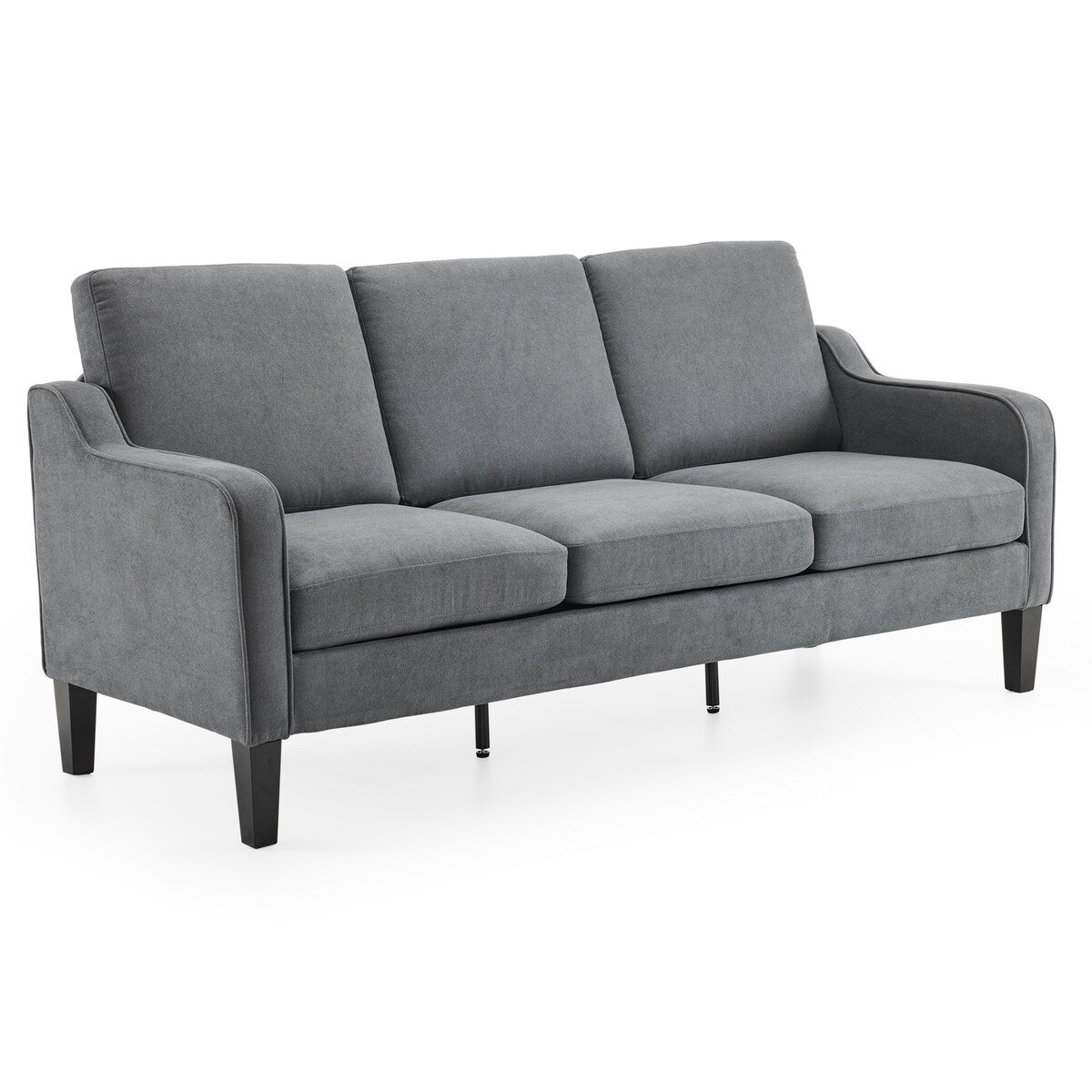 Erommy 3 Seat Sofa, 72 Sofa Couch for Living Room, Modern Fabric Couch with 4 Wood Legs, 2 Metal Support Rods for Bedroom