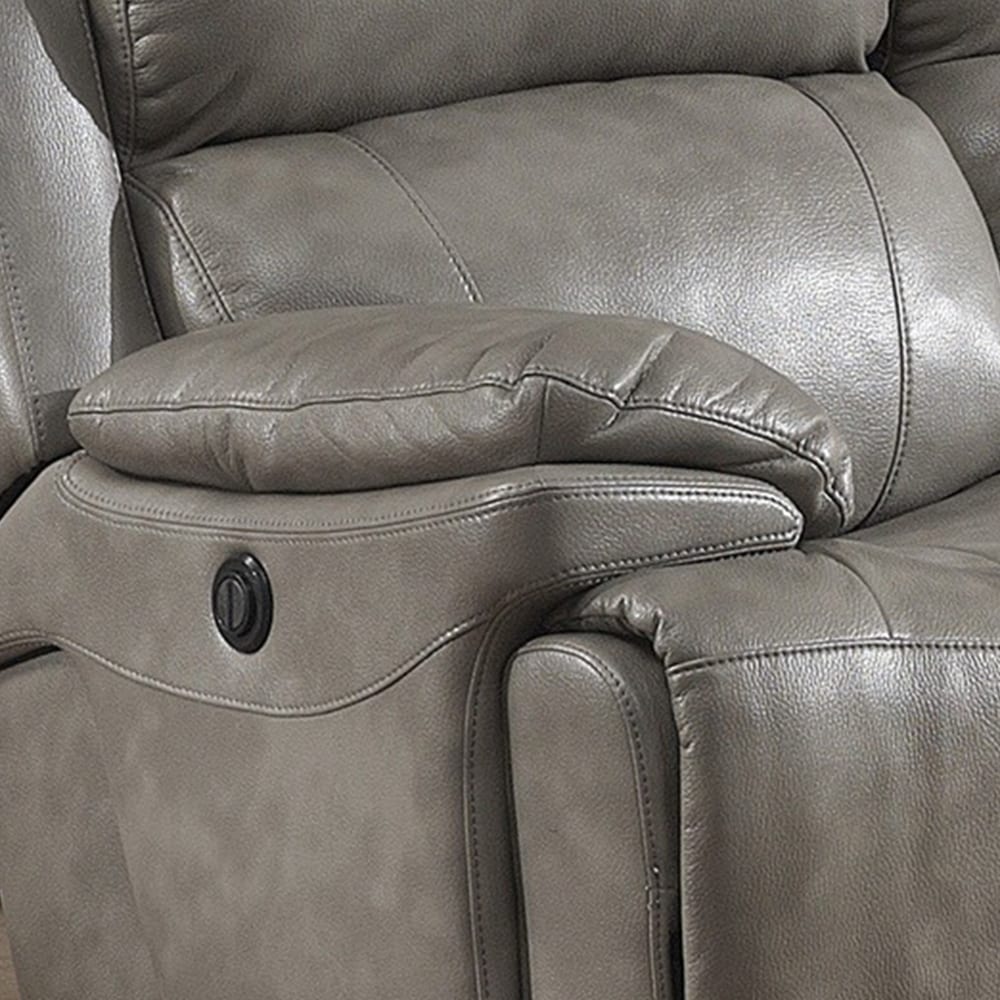 Estella Grey Italian Leather Contemporary Power Reclining Sofa