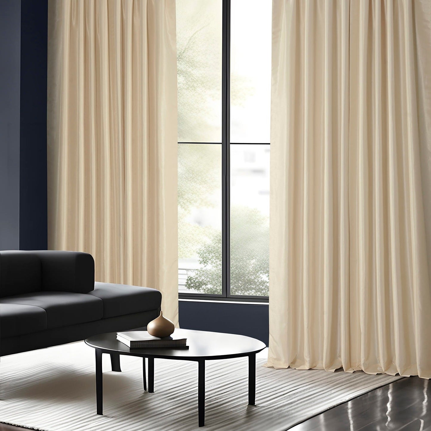 Exclusive Fabric Off-white Textured Faux Dupioni Silk Curtain Panel
