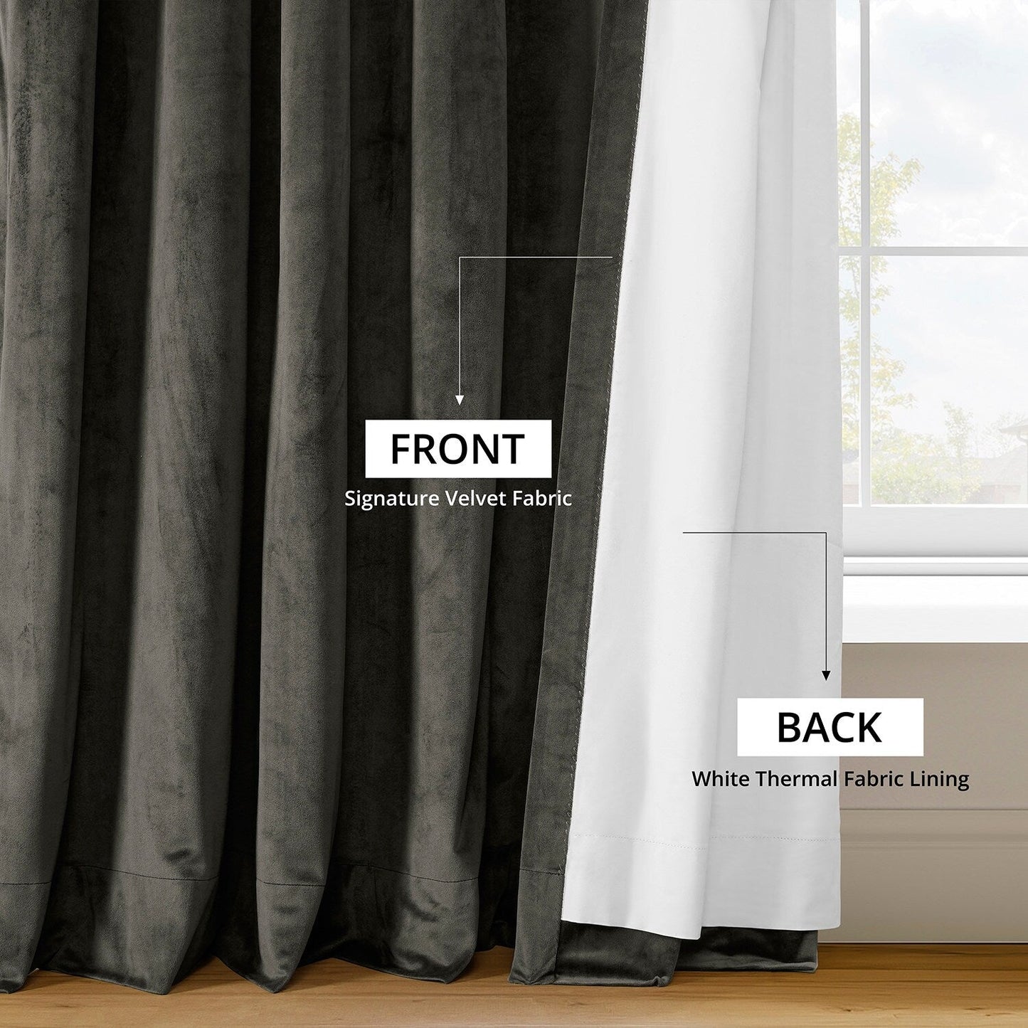 Exclusive Fabrics Signature Extra Wide Blackout Velvet Curtains (1 Panel) - Luxurious Blackout Drapes