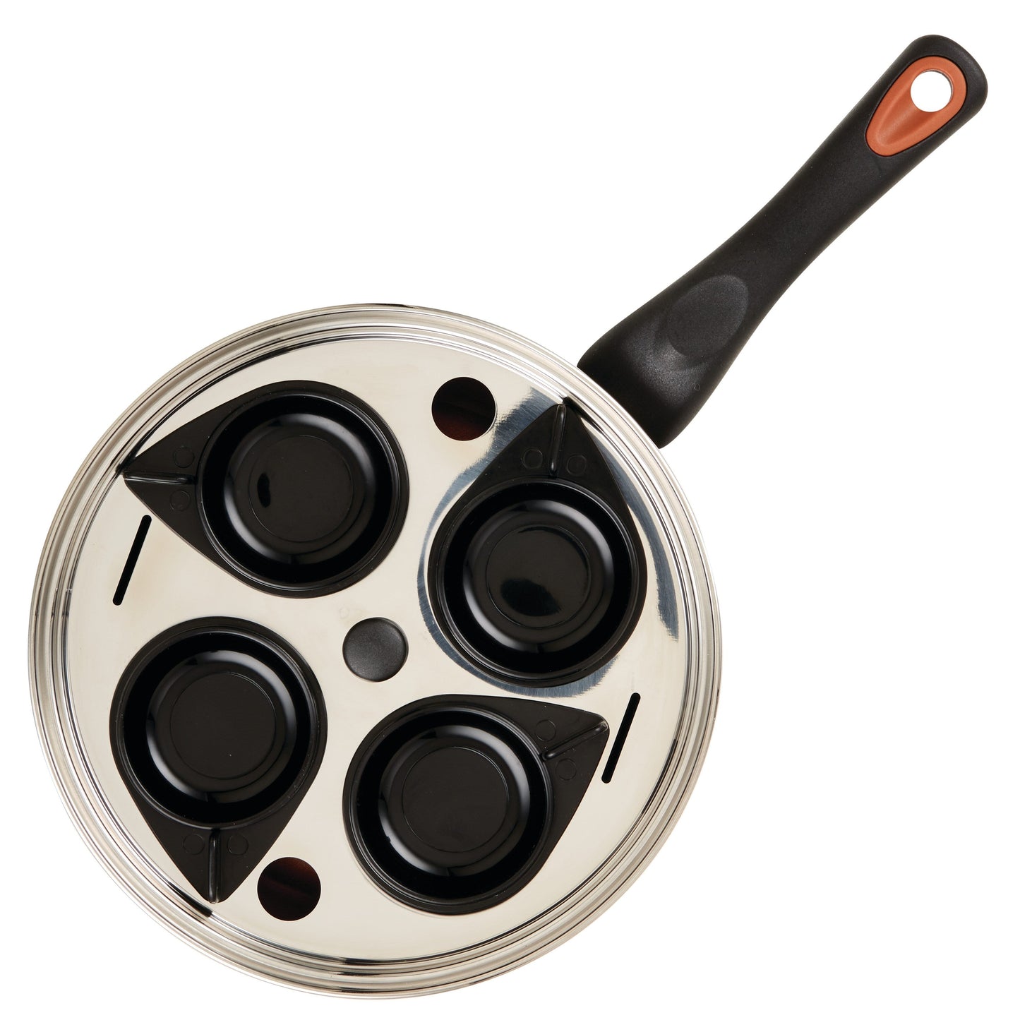 Farberware Glide Copper Ceramic Nonstick Egg Poacher with Lid, 8-Inch, Black