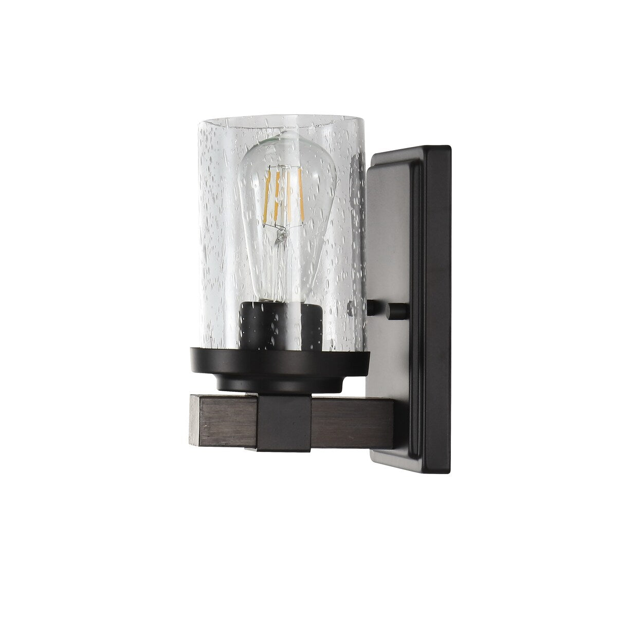 Ferme Iron/Seeded Glass Rustic Farmhouse LED Vanity Light, by JONATHAN Y