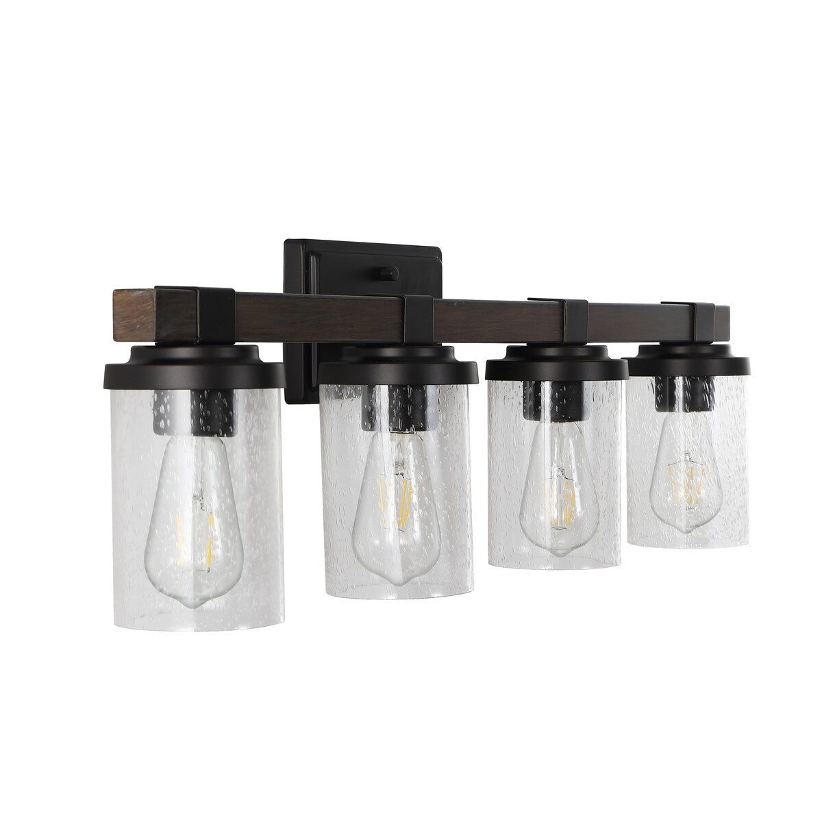 Ferme Iron/Seeded Glass Rustic Farmhouse LED Vanity Light, by JONATHAN Y