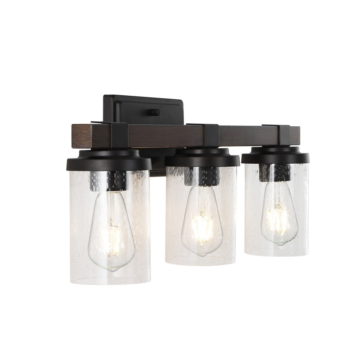 Ferme Iron/Seeded Glass Rustic Farmhouse LED Vanity Light, by JONATHAN Y